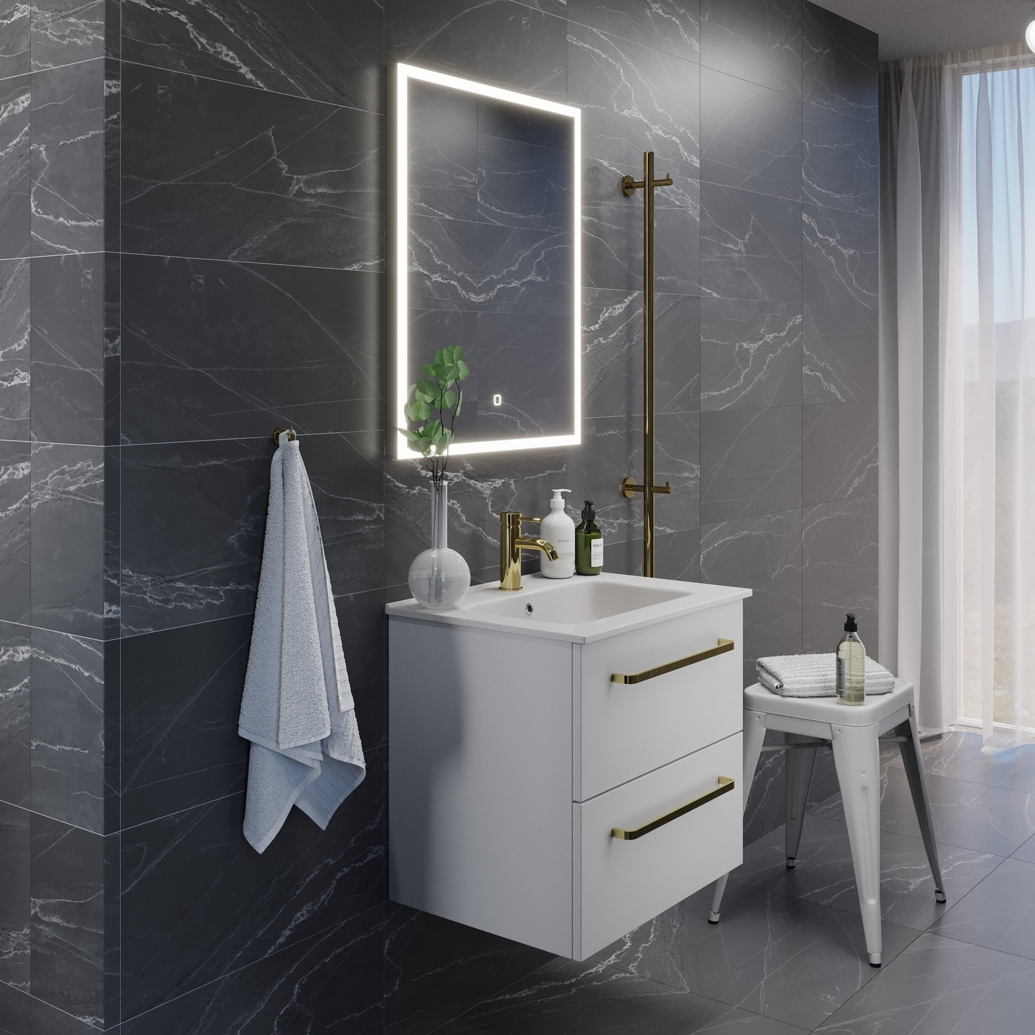 Veggli Badrumsmöbel, Vit Matt - Tvättställsskåp - BATH DELUXE - PRESTIGE - 70 - 060 - 54 - 01 - 30 - BATHDELUXE SWEDEN