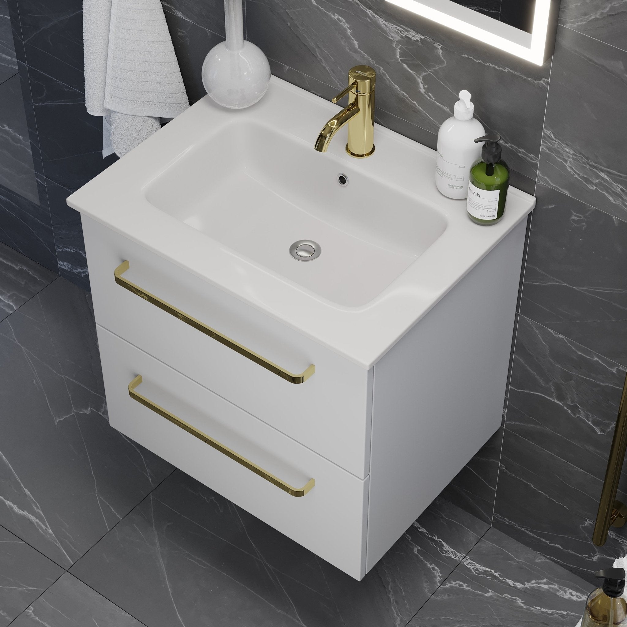 Veggli Badrumsmöbel, Vit Matt - Tvättställsskåp - BATH DELUXE - PRESTIGE - 70 - 060 - 54 - 01 - 30 - BATHDELUXE SWEDEN