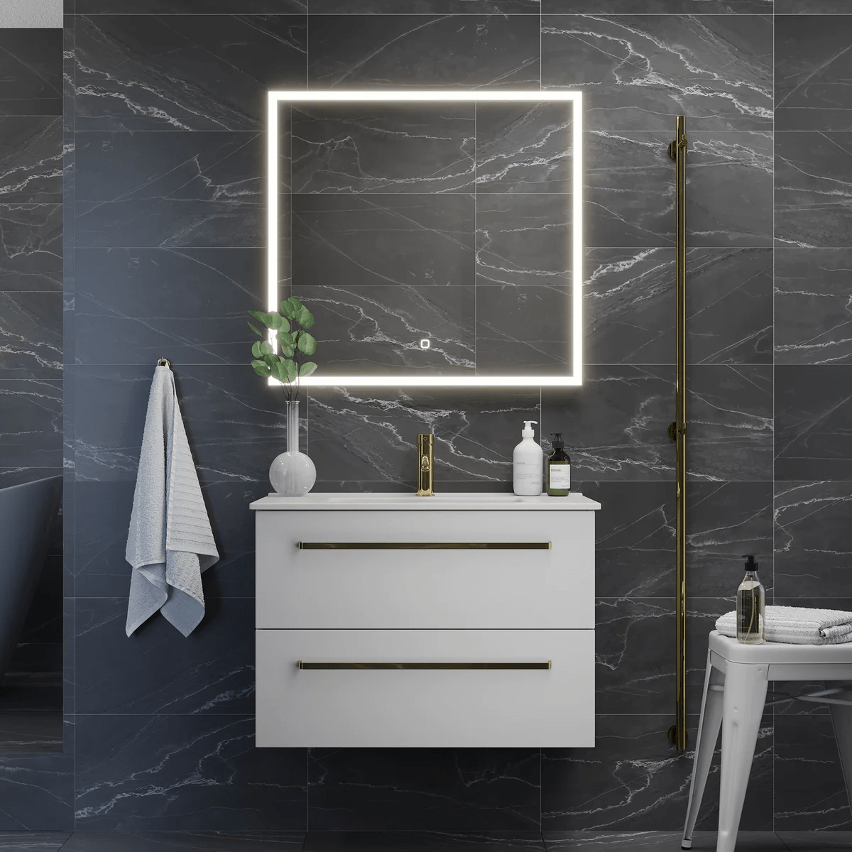 Veggli Badrumsmöbel, Vit Matt - Tvättställsskåp - BATH DELUXE - PRESTIGE - 70 - 080 - 54 - 01 - 30 - BATHDELUXE SWEDEN