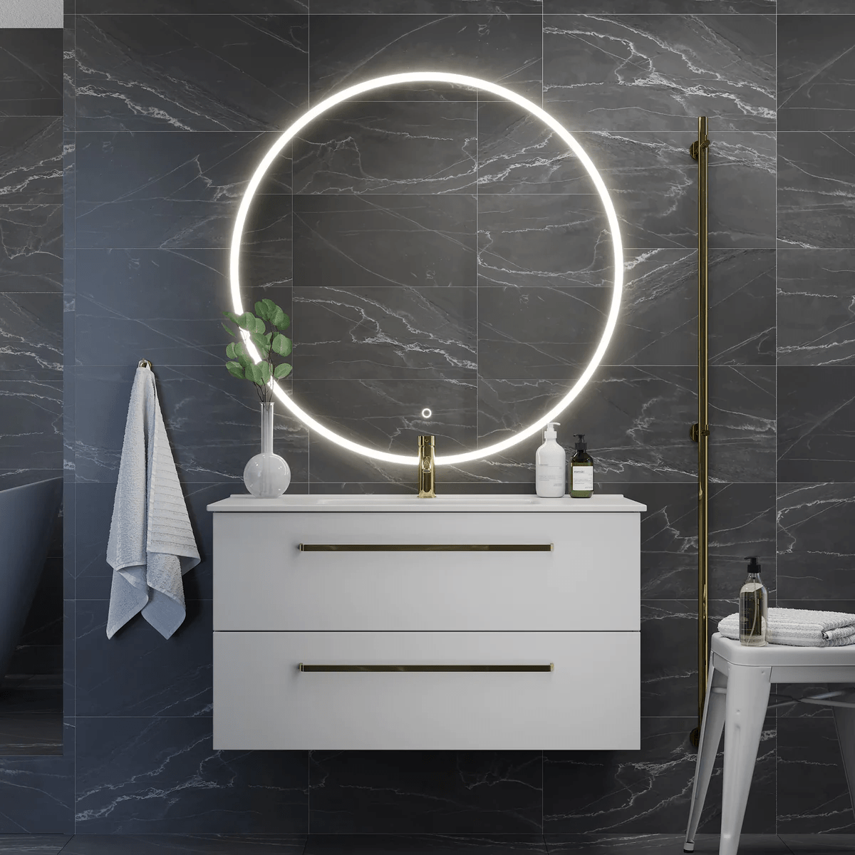 Veggli Badrumsmöbel, Vit Matt - Tvättställsskåp - BATH DELUXE - PRESTIGE - 70 - 100 - 54 - 01 - 30 - BATHDELUXE SWEDEN