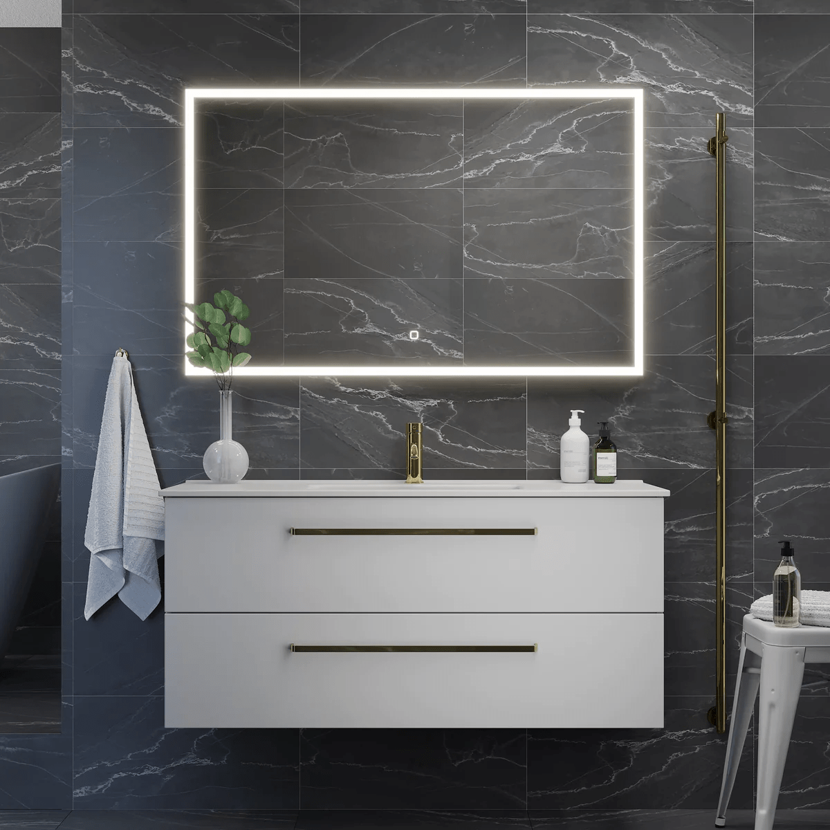Veggli Badrumsmöbel, Vit Matt - Tvättställsskåp - BATH DELUXE - PRESTIGE - 70 - 120 - 54 - 01 - 30 - BATHDELUXE SWEDEN
