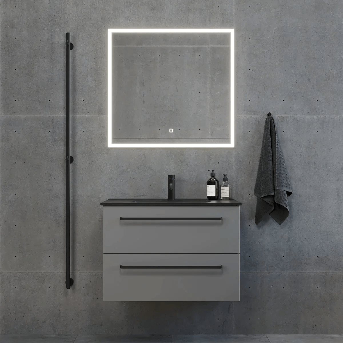 Vegsund Badrumsmöbel, Grå Matt - Tvättställsskåp - BATH DELUXE - PRESTIGE - 70 - 080 - 56 - 03 - 30 - BATHDELUXE SWEDEN