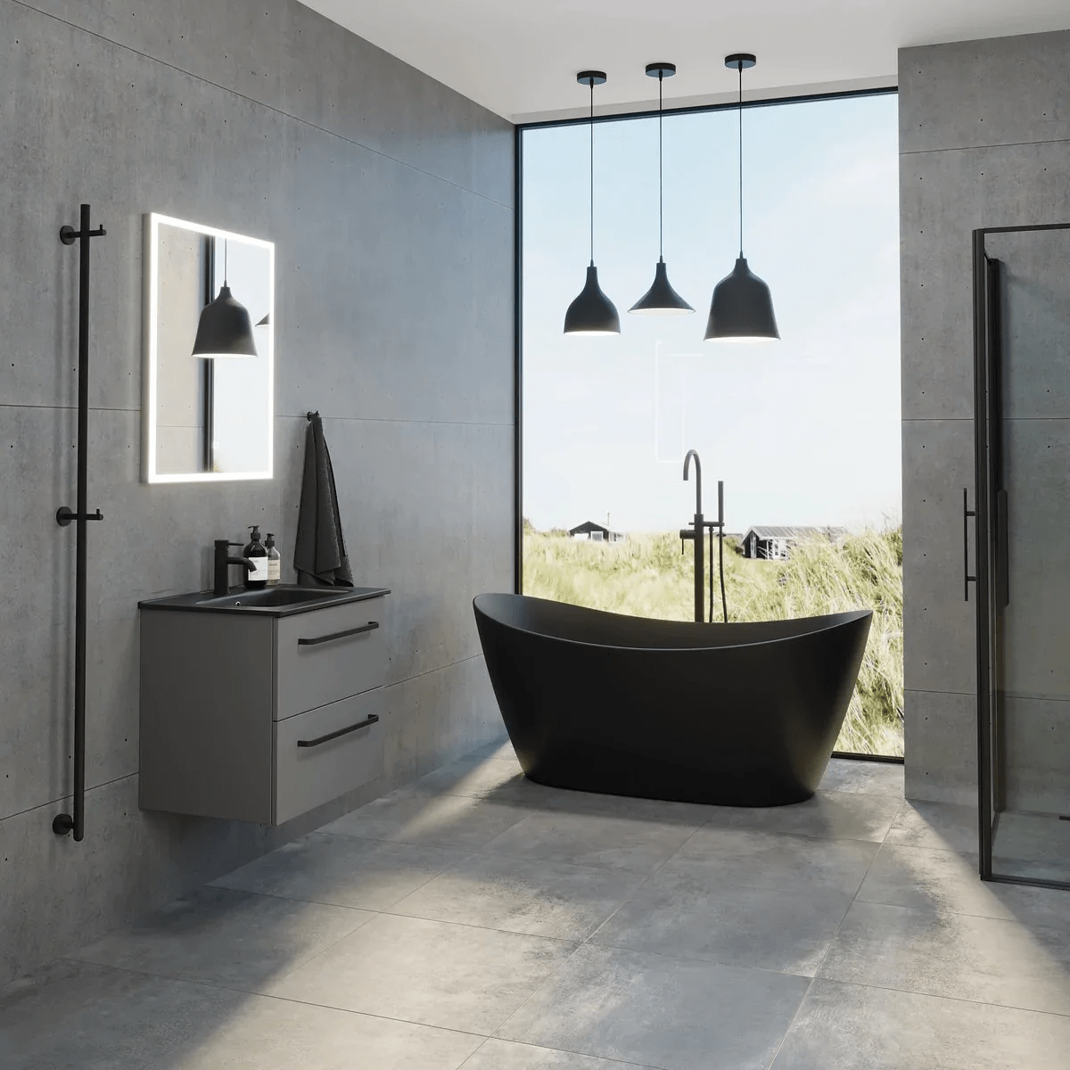 Vegsund Badrumsmöbel, Grå Matt - Tvättställsskåp - BATH DELUXE - PRESTIGE - 70 - 080 - 56 - 03 - 30 - BATHDELUXE SWEDEN