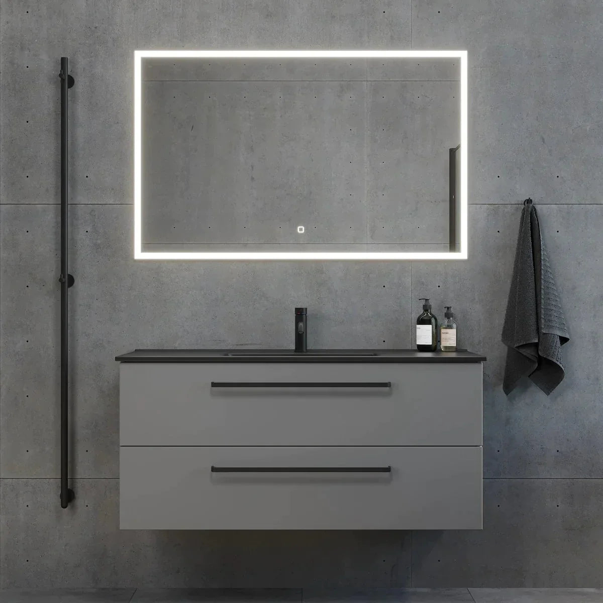 Vegsund Badrumsmöbel, Grå Matt - Tvättställsskåp - BATH DELUXE - PRESTIGE - 70 - 120 - 56 - 03 - 30 - BATHDELUXE SWEDEN