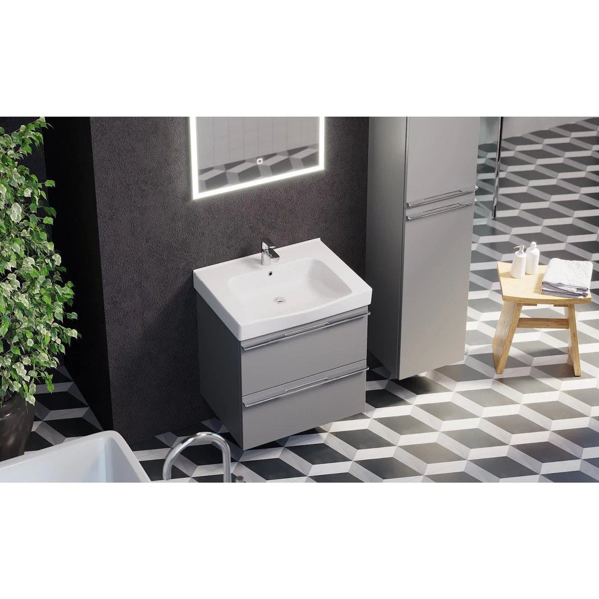 Veiholmen Badrumsmöbel, Grå Matt - Tvättställsskåp - BATH DELUXE - PRESTIGE - 70 - 120 - 30 - 03 - 00 - BATHDELUXE SWEDEN