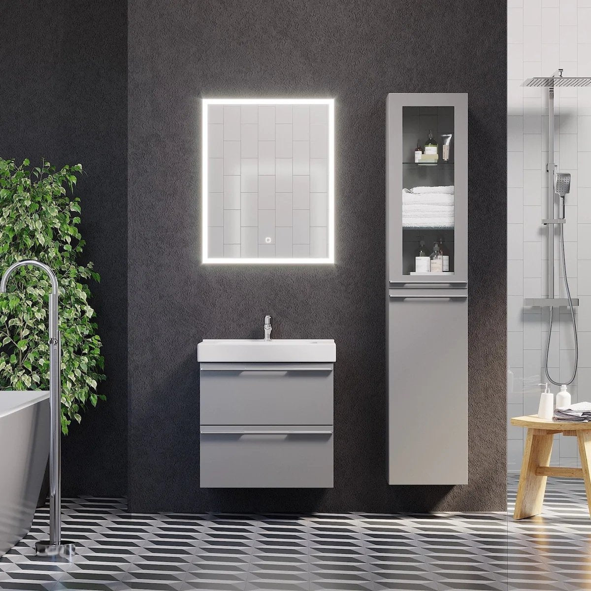 Veiholmen Badrumsmöbel, Grå Matt - Tvättställsskåp - BATH DELUXE - PRESTIGE - 70 - 120 - 30 - 03 - 00 - BATHDELUXE SWEDEN