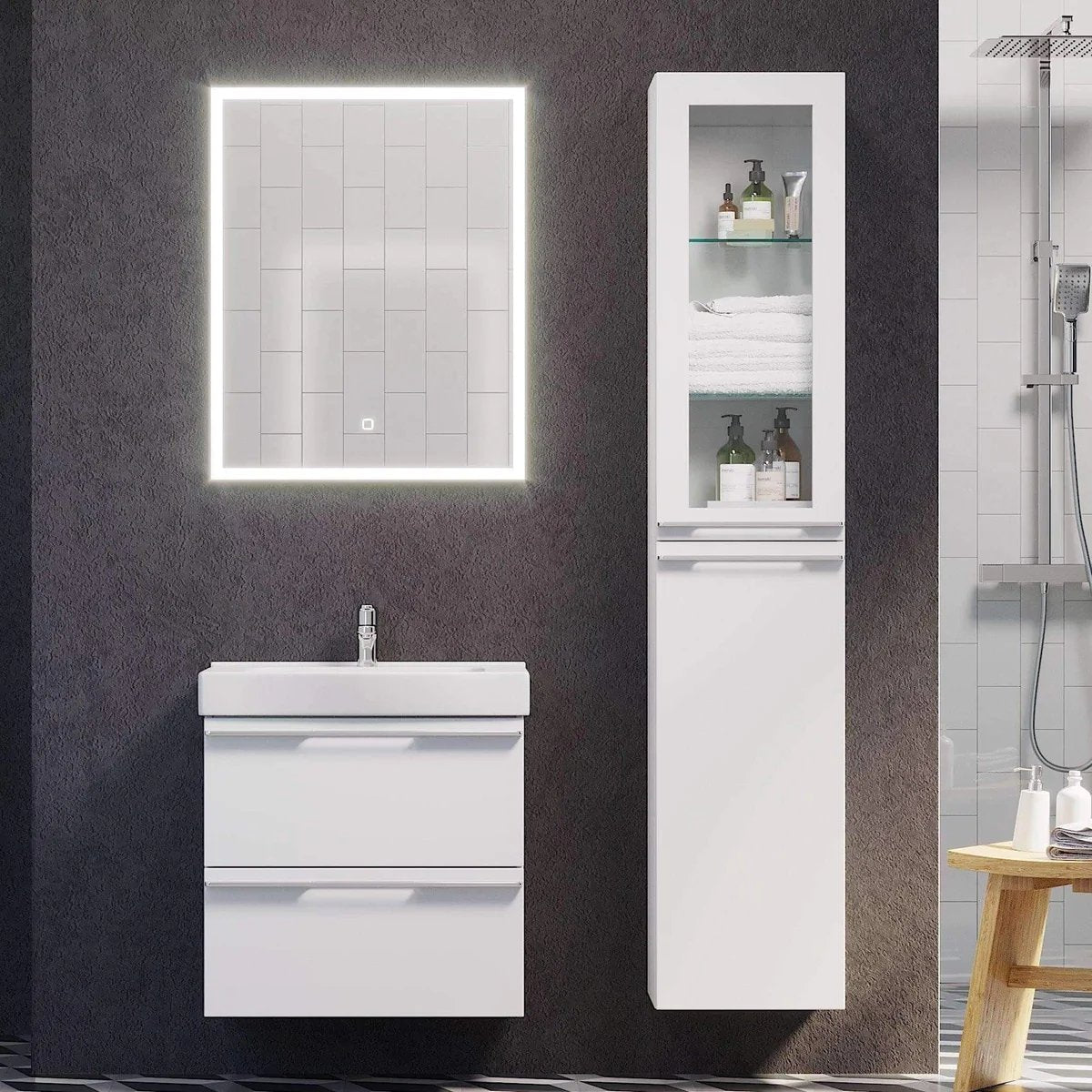 Veiholmen Badrumsmöbel, Vit Matt - Tvättställsskåp - BATH DELUXE - PRESTIGE - 70 - 120 - 30 - 01 - 00 - BATHDELUXE SWEDEN