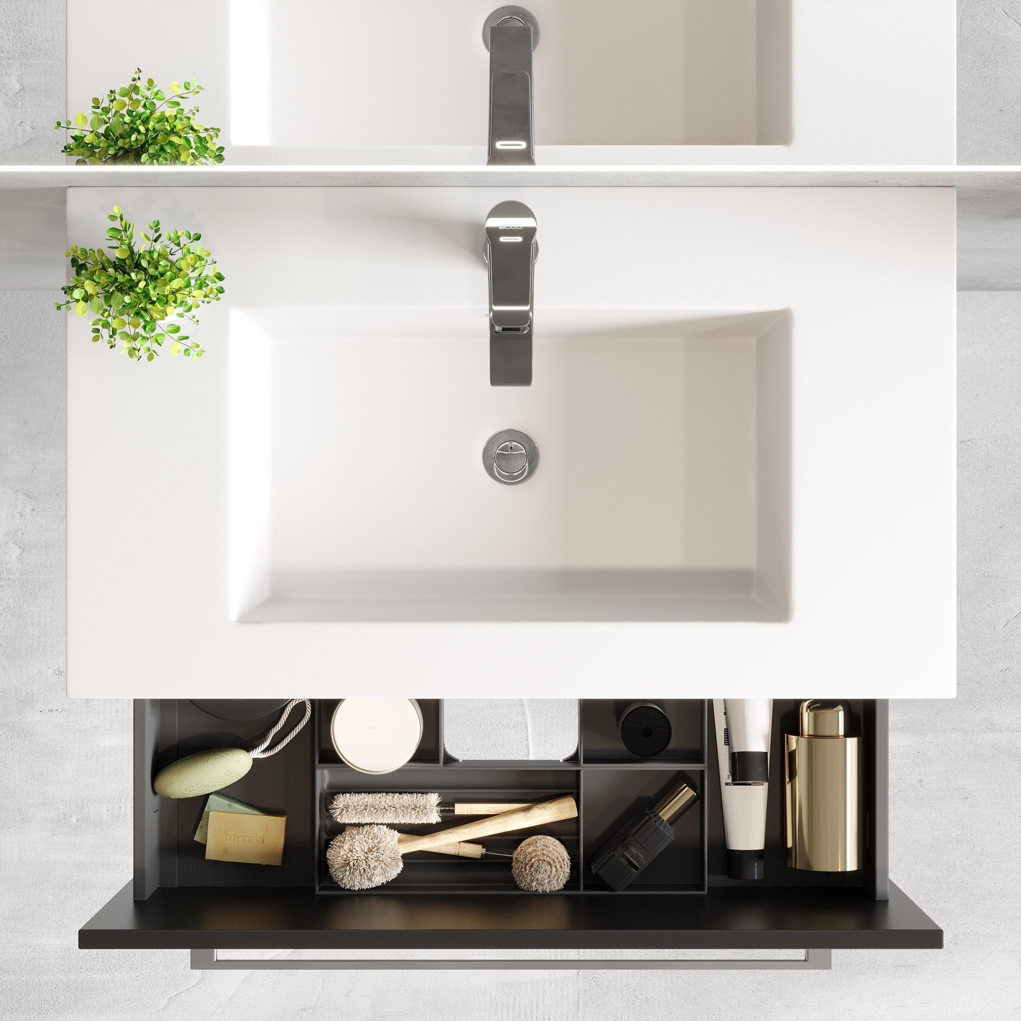 Vikedal Compact Badrumsmöbel, Svart Matt - Tvättställsskåp - BATH DELUXE - PRESTIGE - 85 - 080 - 52 - 02 - 30 - BATHDELUXE SWEDEN