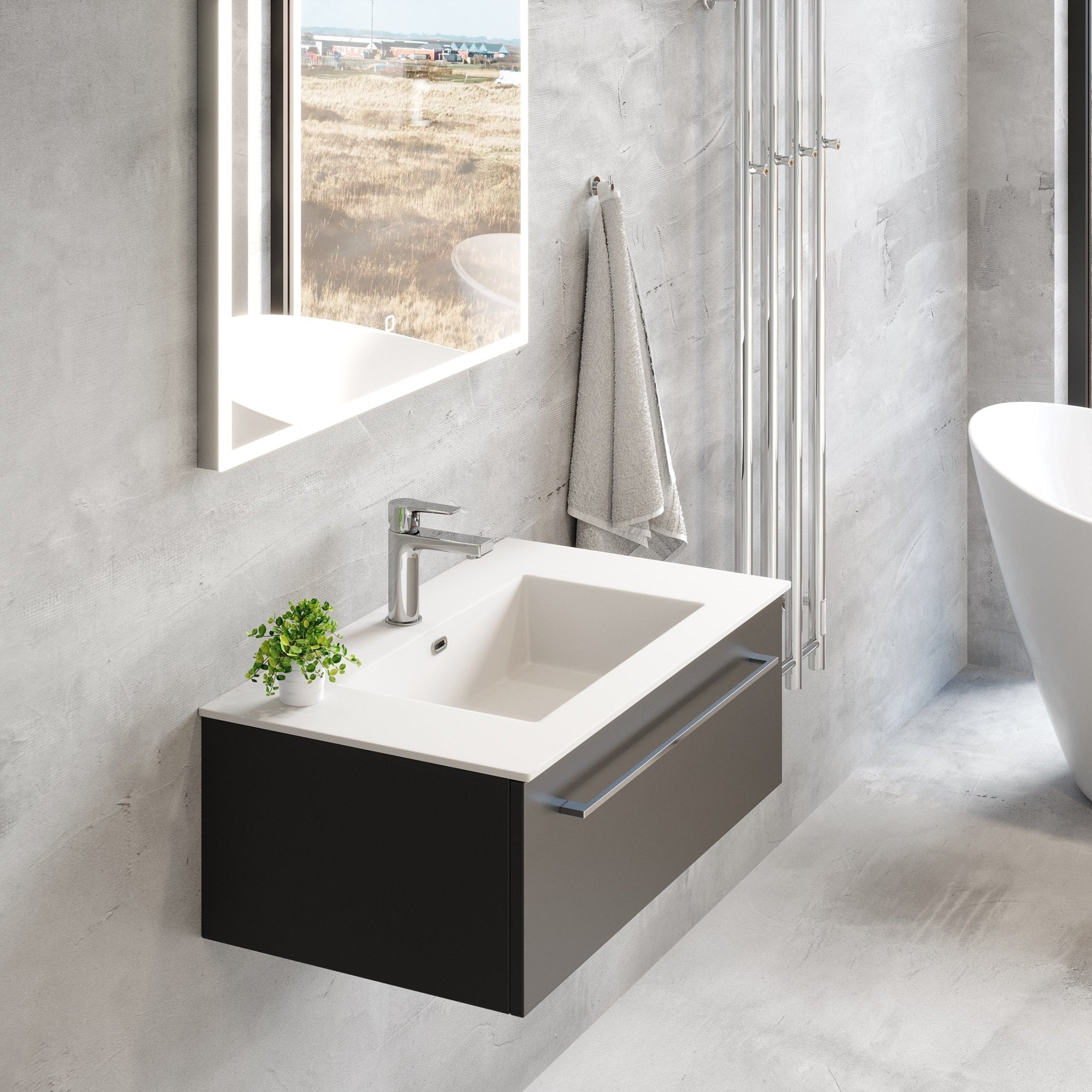 Vikedal Compact Badrumsmöbel, Svart Matt - Tvättställsskåp - BATH DELUXE - PRESTIGE - 85 - 080 - 52 - 02 - 30 - BATHDELUXE SWEDEN