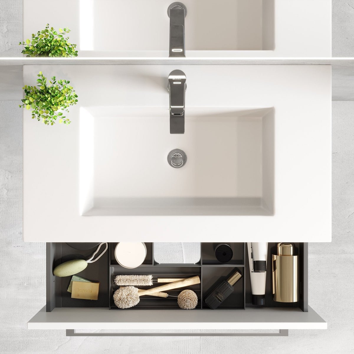 Vikedal Compact Badrumsmöbel, Vit Matt - Tvättställsskåp - BATH DELUXE - PRESTIGE - 85 - 080 - 52 - 01 - 30 - BATHDELUXE SWEDEN