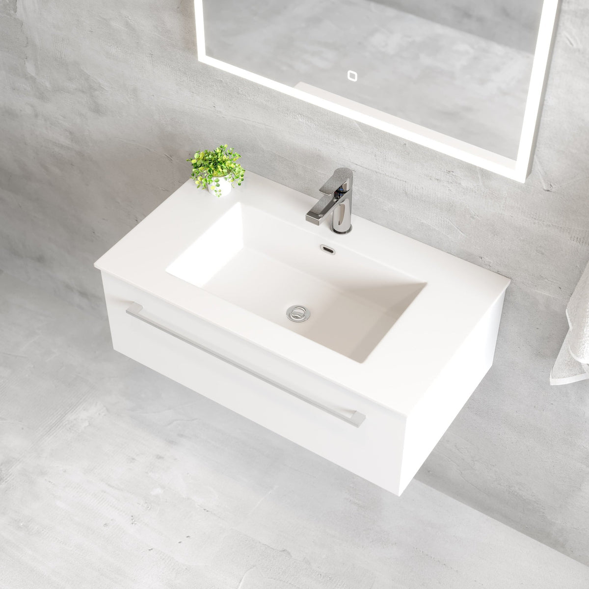 Vikedal Compact Badrumsmöbel, Vit Matt - Tvättställsskåp - BATH DELUXE - PRESTIGE - 85 - 080 - 52 - 01 - 30 - BATHDELUXE SWEDEN