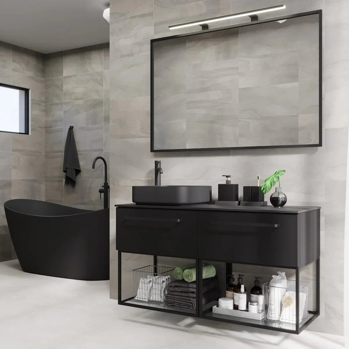 Vikeså Compact Badrumsmöbel, Svart Matt - Tvättställsskåp - BATH DELUXE - PRESTIGE - 85 - 100 - 24 - 02 - 30 - BATHDELUXE SWEDEN