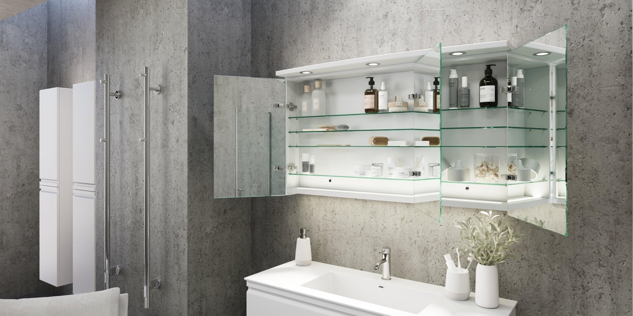 Fredrikstad Spegelskåp med LED belysning, Rund, Vit Matt - Spegelskåp - BATH DELUXE - PRESTIGE - 02 - 050 - 01 - 01 - 00 - BATHDELUXE SWEDEN