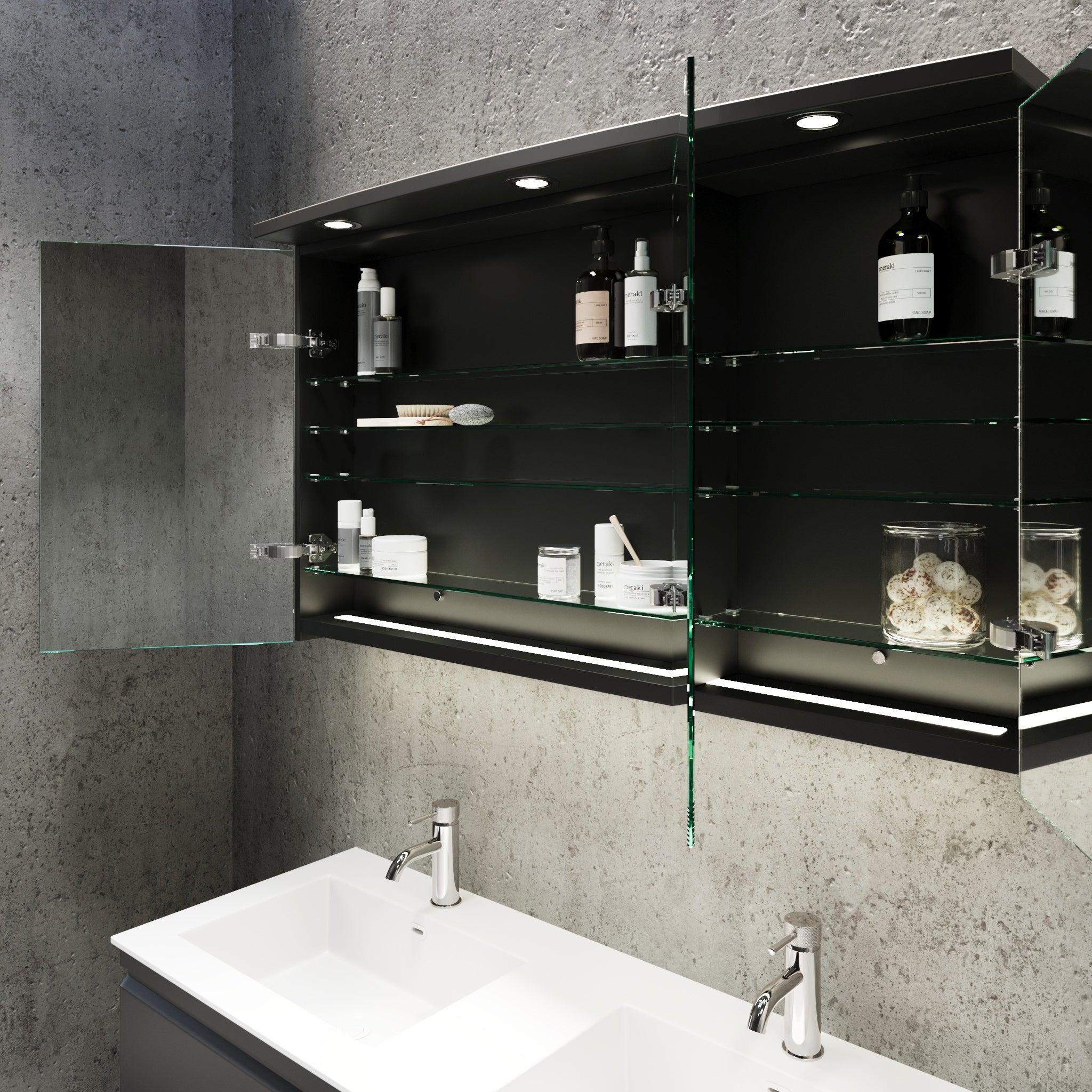 Fredrikstad Spegelskåp med LED belysning, Rund, Svart Matt - Spegelskåp - BATH DELUXE - PRESTIGE - 02 - 120 - 01 - 02 - 00 - BATHDELUXE SWEDEN
