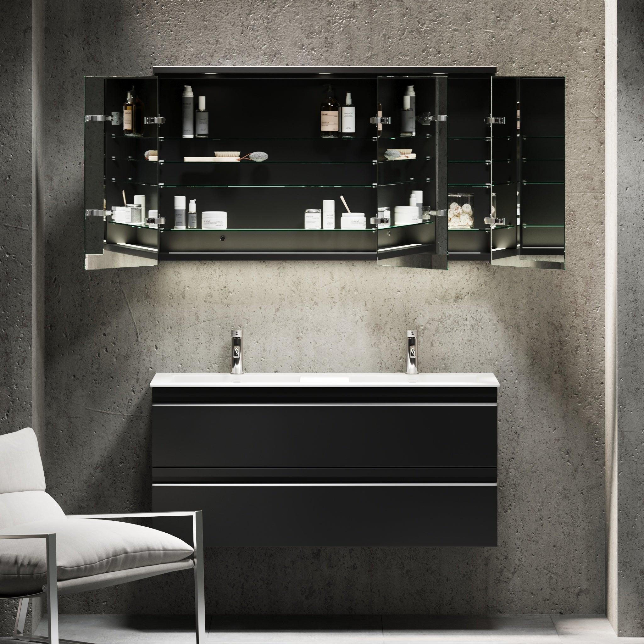 Fredrikstad Spegelskåp med LED belysning, Rund, Svart Matt - Spegelskåp - BATH DELUXE - PRESTIGE - 02 - 120 - 01 - 02 - 00 - BATHDELUXE SWEDEN
