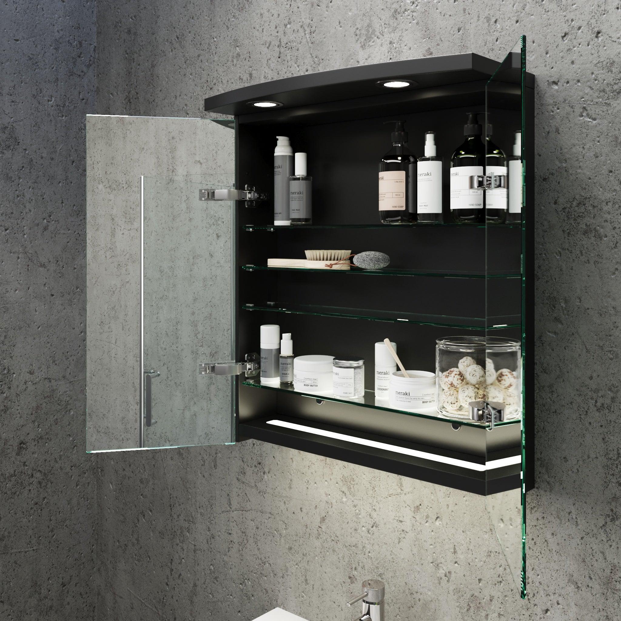 Fredrikstad Spegelskåp med LED belysning, Rund, Svart Matt - Spegelskåp - BATH DELUXE - PRESTIGE - 02 - 050 - 01 - 02 - 00 - BATHDELUXE SWEDEN