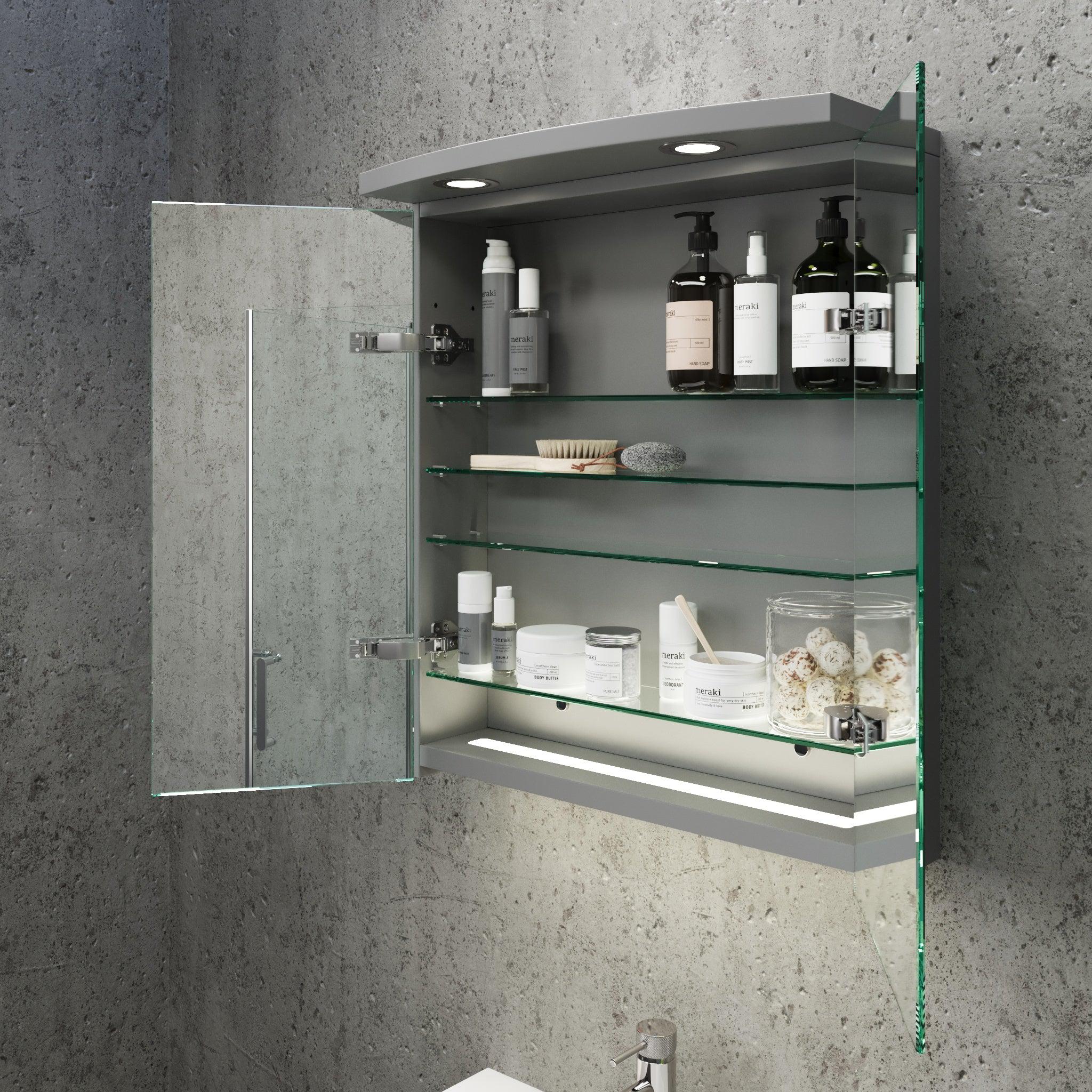 Fredrikstad Spegelskåp med LED belysning, Rund, Grå Matt - Spegelskåp - BATH DELUXE - PRESTIGE - 02 - 050 - 01 - 03 - 00 - BATHDELUXE SWEDEN