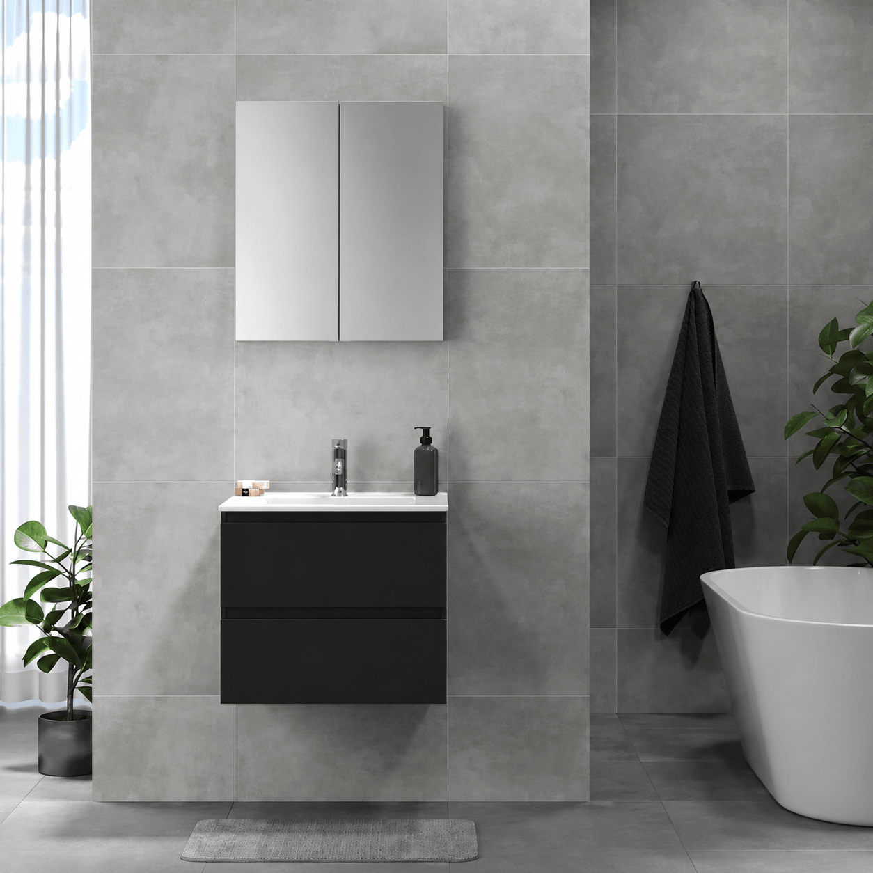 Spegelskåp 60x65x16 cm - med hyllor - Svart - Chicago - Spegelskåp - Bath Deluxe - 02-060-60-12-02 - BATHDELUXE SWEDEN