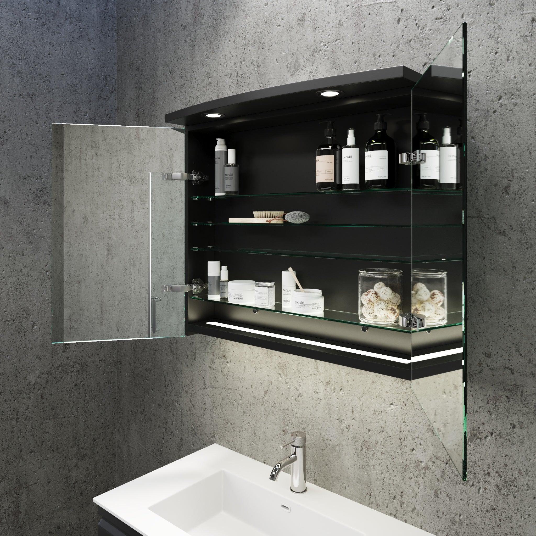 Fredrikstad Spegelskåp med LED belysning, Rund, Svart Matt - Spegelskåp - BATH DELUXE - PRESTIGE - 02 - 080 - 01 - 02 - 00 - BATHDELUXE SWEDEN