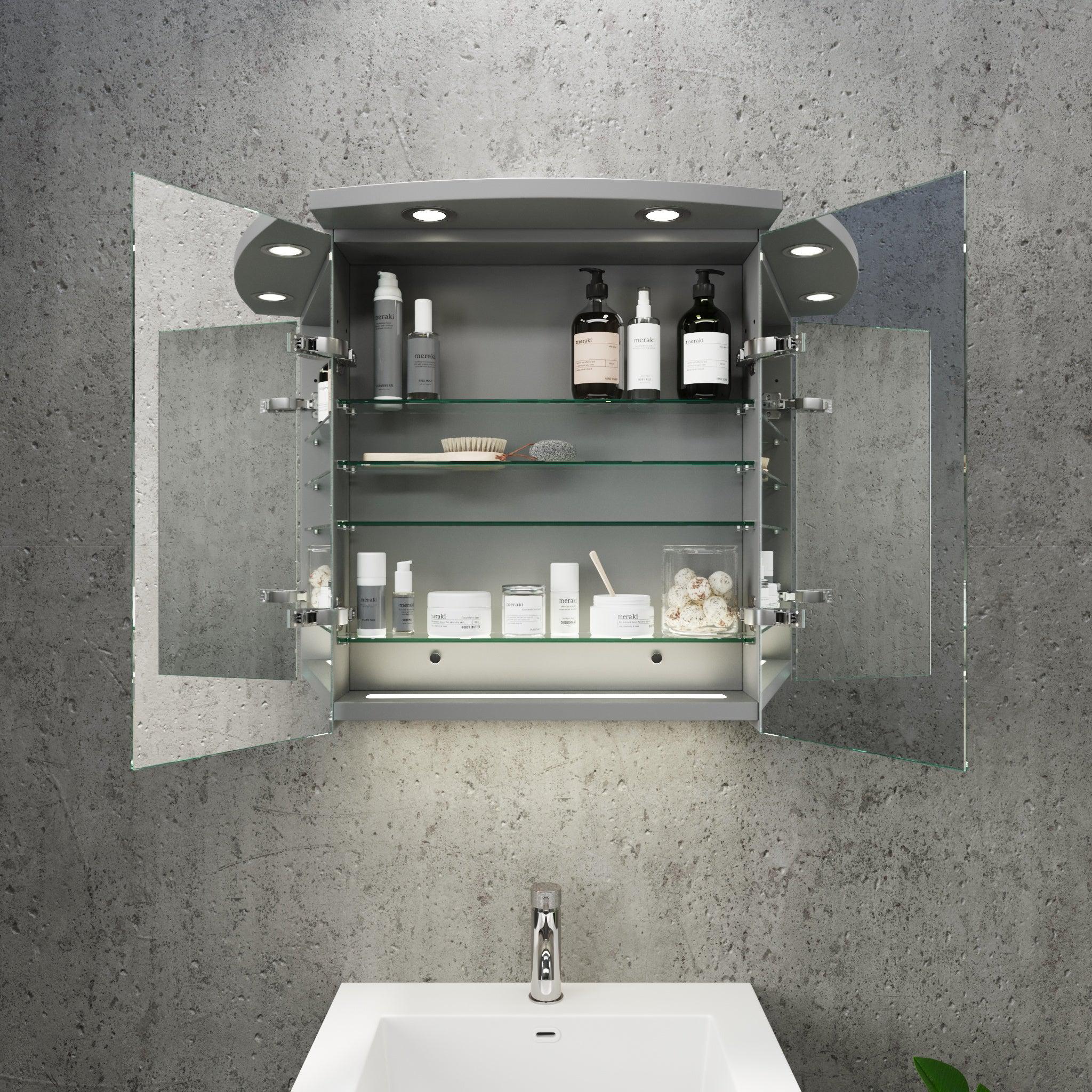Fredrikstad Spegelskåp med LED belysning, Rund, Grå Matt - Spegelskåp - BATH DELUXE - PRESTIGE - 02 - 080 - 01 - 03 - 00 - BATHDELUXE SWEDEN