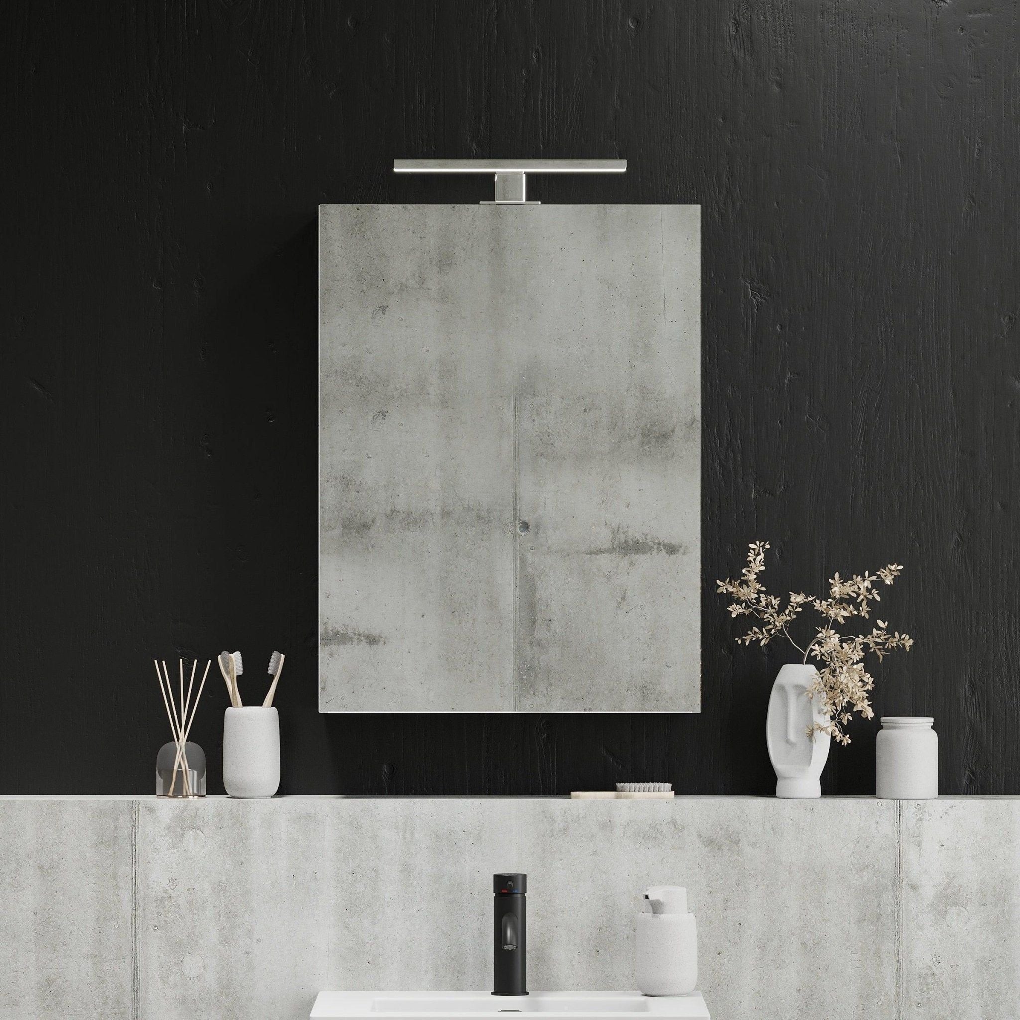 Spegelskåp 90x65x14 cm - med glashyllor - Svart trästruktur - Morgendal - Spegelskåp - BATH DELUXE - EXCLUSIVE - 02-090-53-22-00 - BATHDELUXE SWEDEN