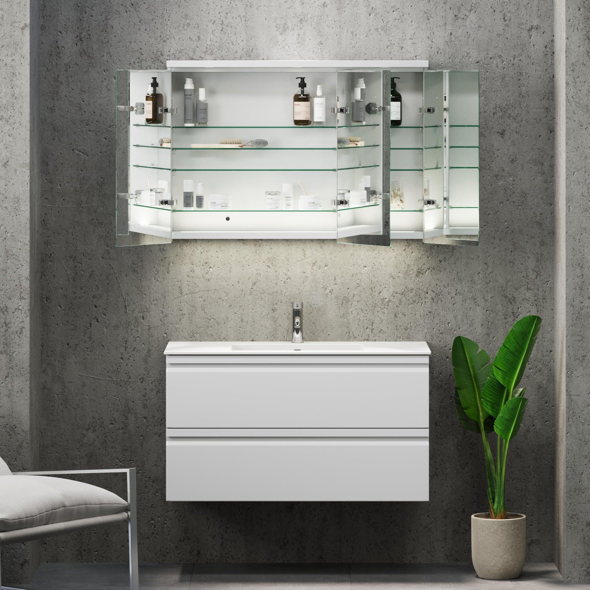 Fredrikstad Spegelskåp med LED belysning, Rund, Vit Matt - Spegelskåp - BATH DELUXE - PRESTIGE - 02 - 100 - 01 - 01 - 00 - BATHDELUXE SWEDEN