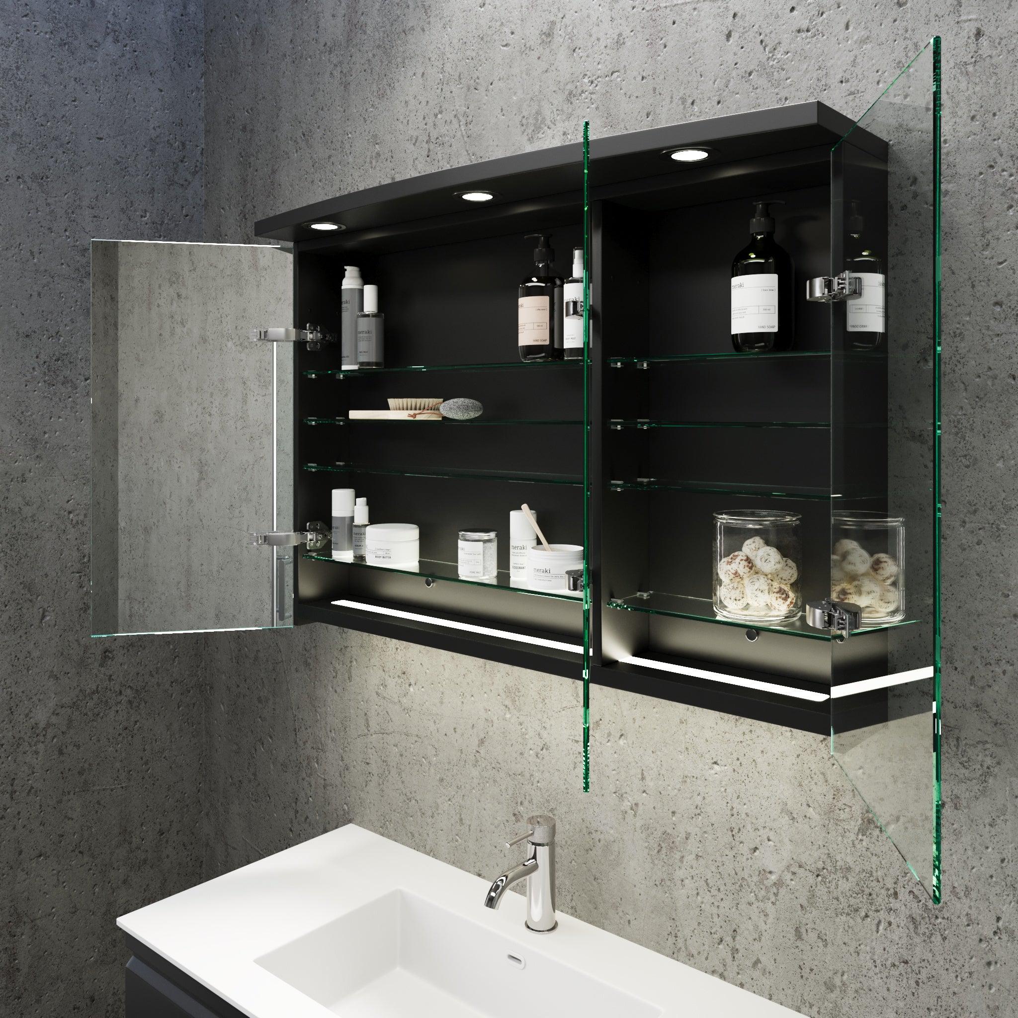 Fredrikstad Spegelskåp med LED belysning, Rund, Svart Matt - Spegelskåp - BATH DELUXE - PRESTIGE - 02 - 100 - 01 - 02 - 00 - BATHDELUXE SWEDEN