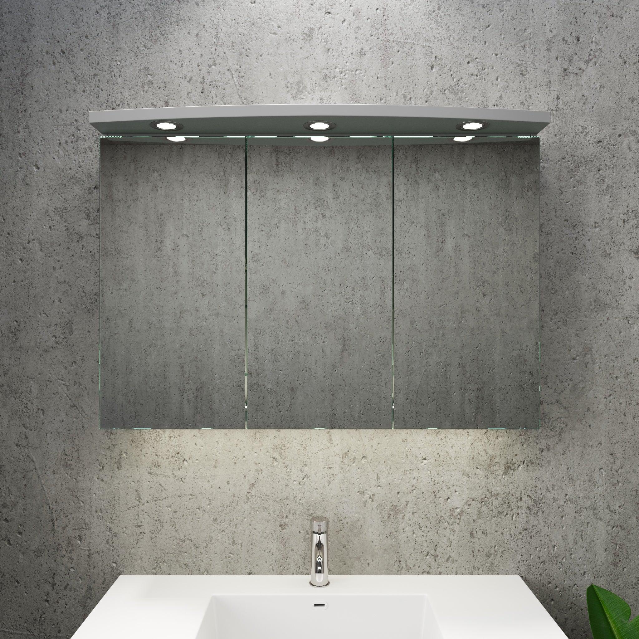 Fredrikstad Spegelskåp med LED belysning, Rund, Grå Matt - Spegelskåp - BATH DELUXE - PRESTIGE - 02 - 100 - 01 - 03 - 00 - BATHDELUXE SWEDEN