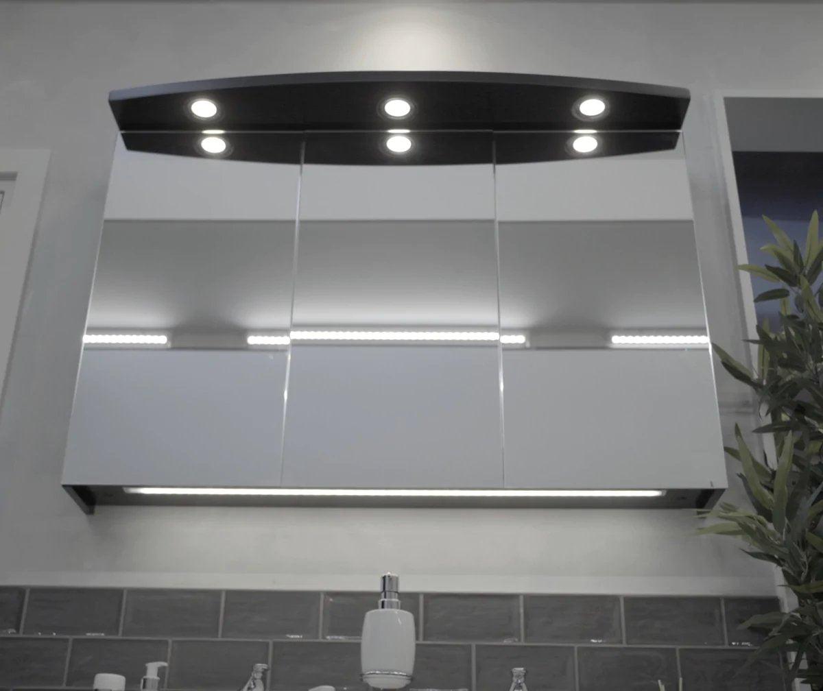 Fredrikstad Spegelskåp med LED belysning, Rund, Grå Matt - Spegelskåp - BATH DELUXE - PRESTIGE - 02 - 100 - 01 - 03 - 00 - BATHDELUXE SWEDEN