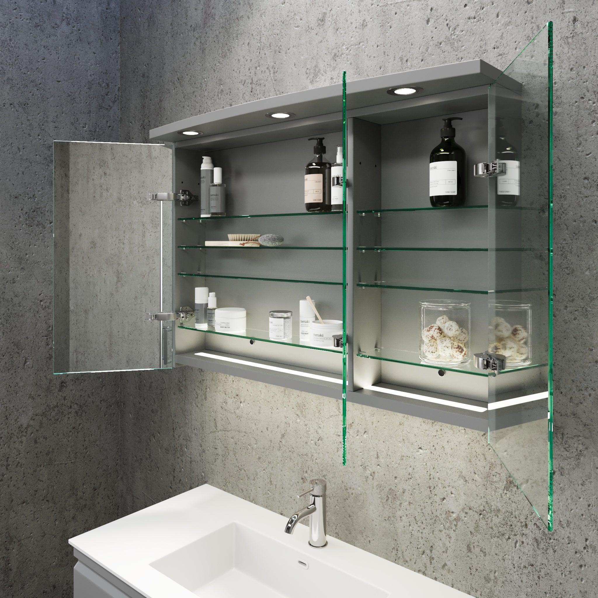 Fredrikstad Spegelskåp med LED belysning, Rund, Grå Matt - Spegelskåp - BATH DELUXE - PRESTIGE - 02 - 100 - 01 - 03 - 00 - BATHDELUXE SWEDEN