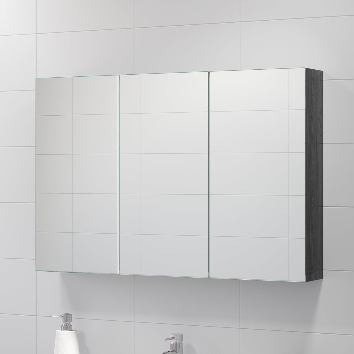 Morgedal, Mirror Cabinet, Black Wood - 100 cm - MASTERSTORE - 8595677134995 - Mirror Cabinet - 02 - 100 - 53 - 22 - 00 - 8595677134995