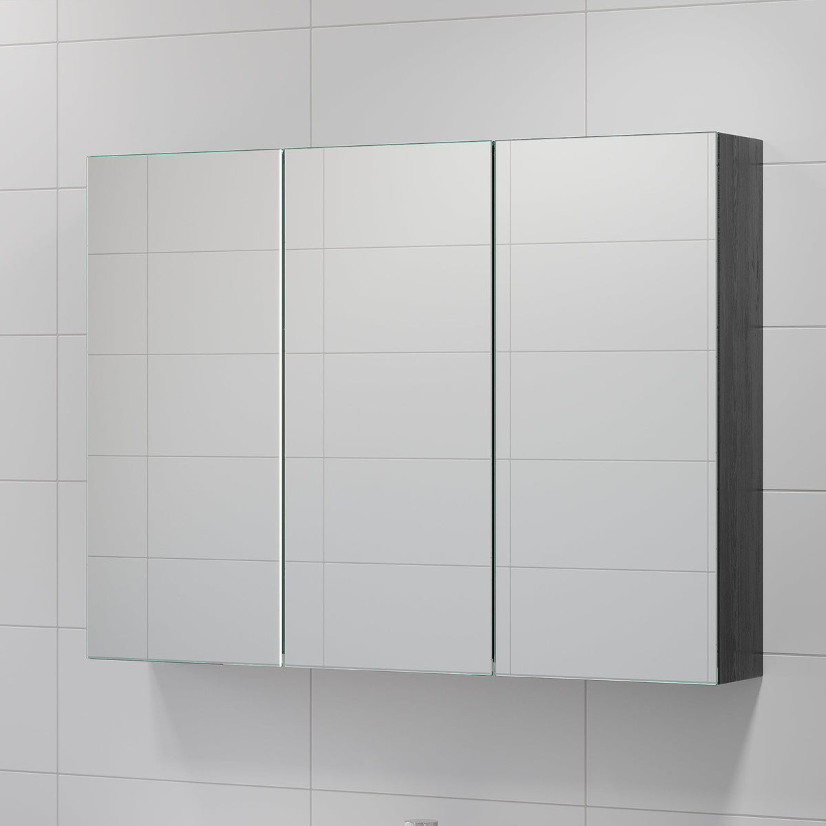 Morgedal, Mirror Cabinet, Black Wood - 100 cm - MASTERSTORE - 8595677134995 - Mirror Cabinet - 02 - 100 - 53 - 22 - 00 - 8595677134995