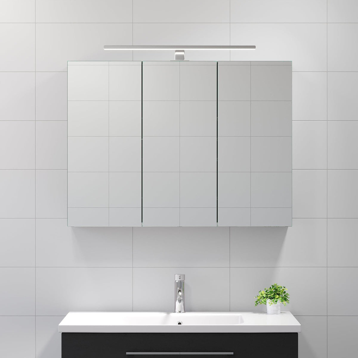 Morgedal, Mirror Cabinet, Black Wood - 100 cm - MASTERSTORE - 8595677134995 - Mirror Cabinet - 02 - 100 - 53 - 22 - 00 - 8595677134995