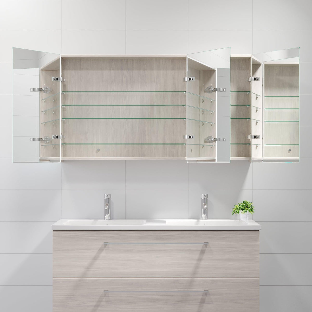 Morgedal, Mirror Cabinet, Grey Wood - 100 cm - MASTERSTORE - 8595677135008 - Mirror Cabinet - 02 - 100 - 53 - 33 - 00 - 8595677135008
