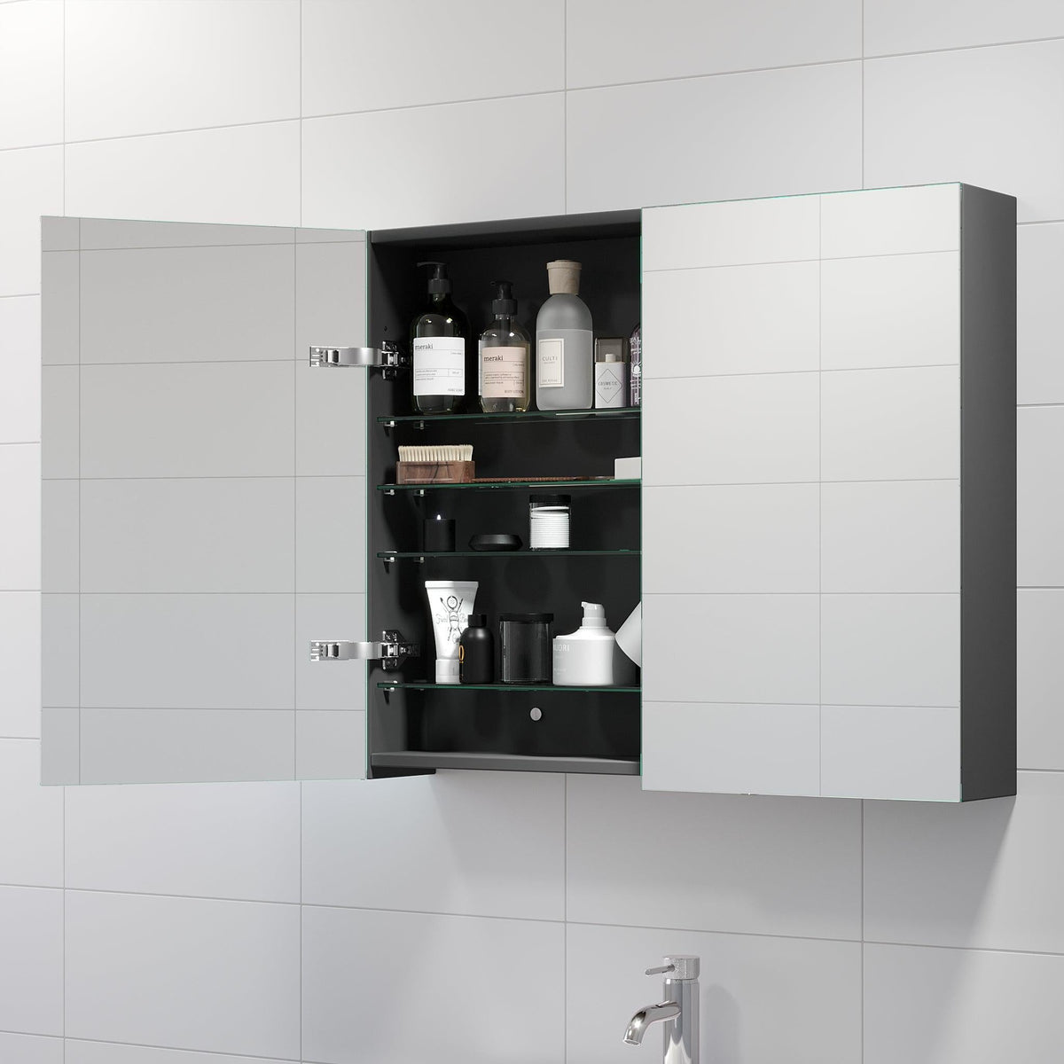 Morgedal, Mirror Cabinet, Grey Anthracite - 100 cm - MASTERSTORE - 8595677134971 - Mirror Cabinet - 02 - 100 - 53 - 43 - 00 - 8595677134971