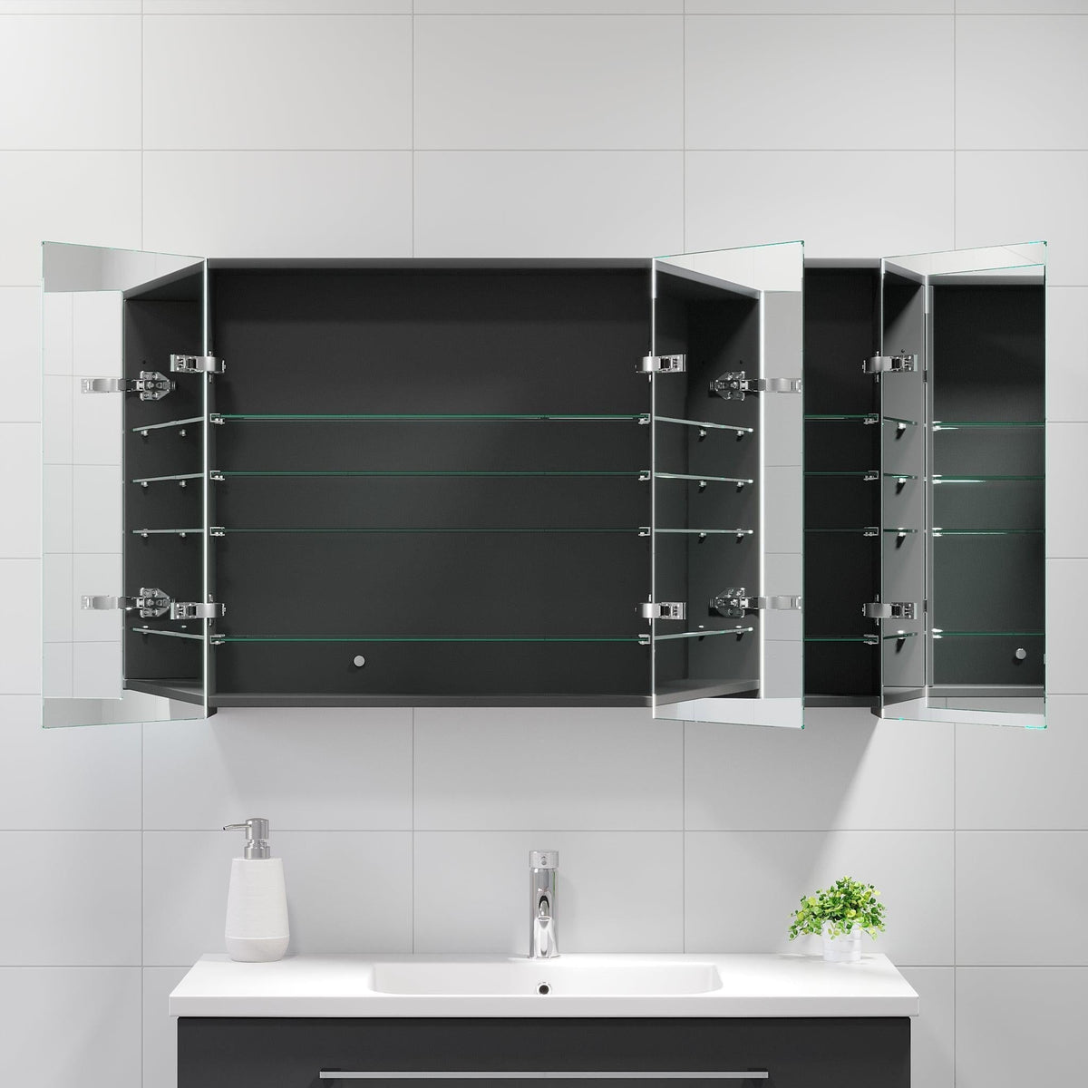 Morgedal, Mirror Cabinet, Grey Anthracite - 100 cm - MASTERSTORE - 8595677134971 - Mirror Cabinet - 02 - 100 - 53 - 43 - 00 - 8595677134971