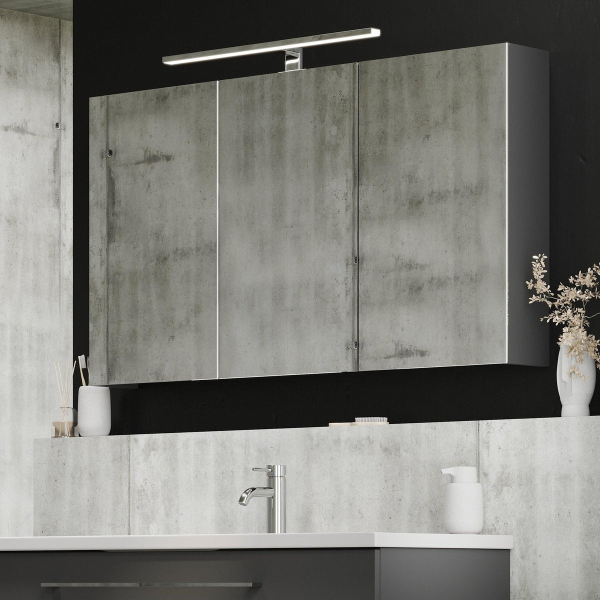Morgedal, Mirror Cabinet, Grey Anthracite - 100 cm - MASTERSTORE - 8595677134971 - Mirror Cabinet - 02 - 100 - 53 - 43 - 00 - 8595677134971