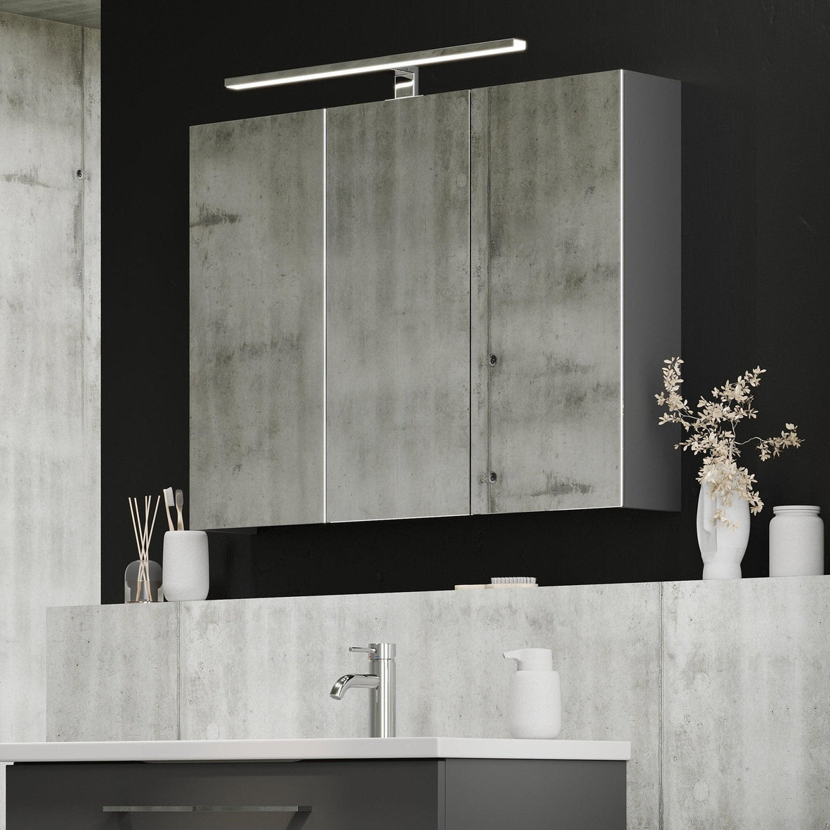 Morgedal, Mirror Cabinet, Grey Anthracite - 100 cm - MASTERSTORE - 8595677134971 - Mirror Cabinet - 02 - 100 - 53 - 43 - 00 - 8595677134971