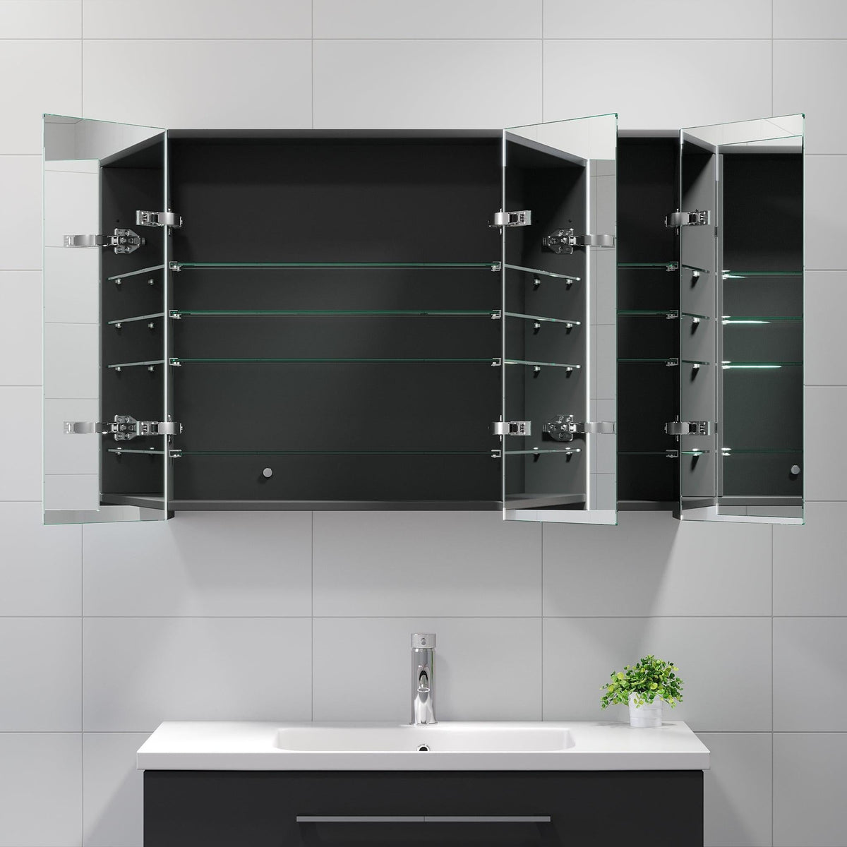 Morgedal, Mirror Cabinet, Grey Anthracite - 100 cm - MASTERSTORE - 8595677134971 - Mirror Cabinet - 02 - 100 - 53 - 43 - 00 - 8595677134971