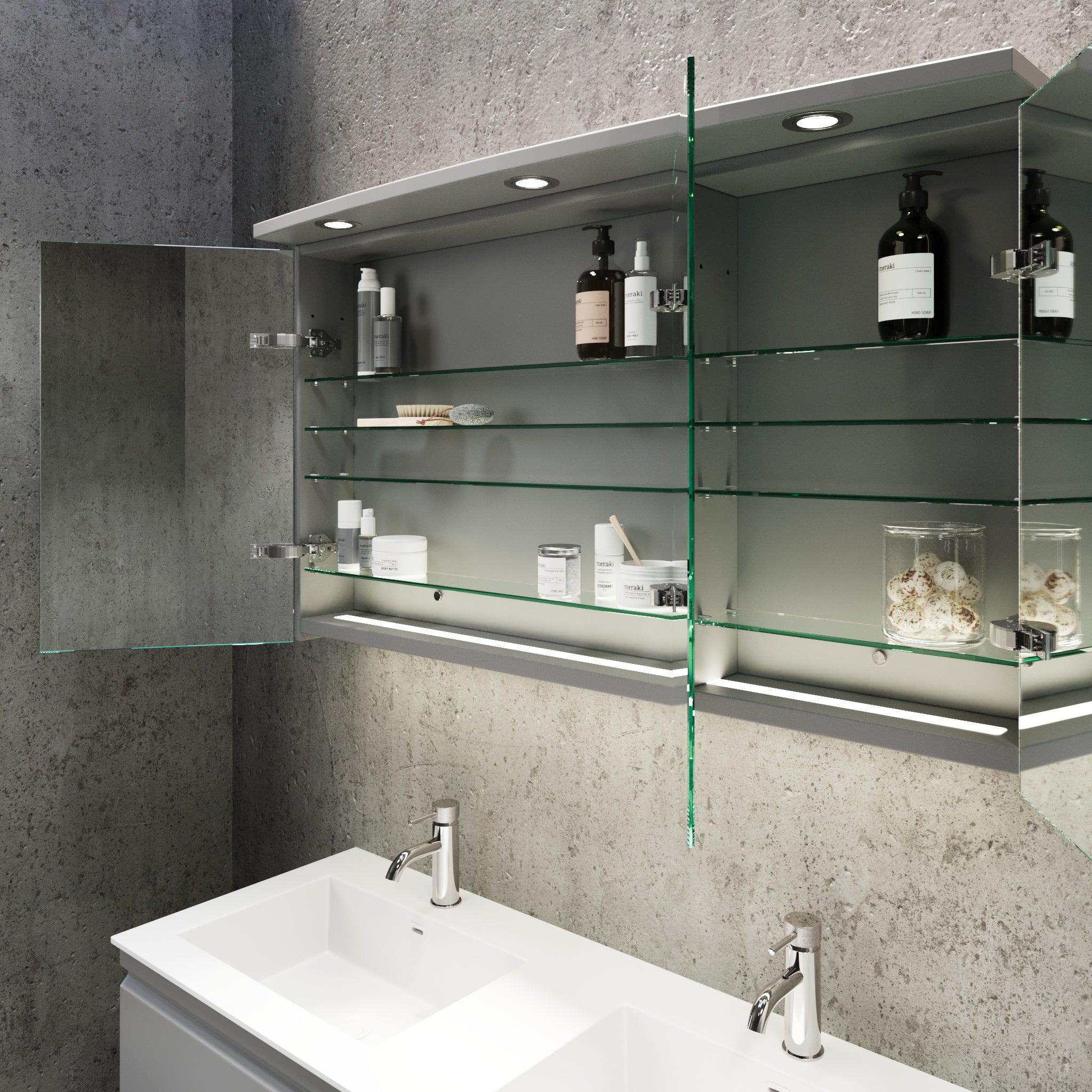 Fredrikstad Spegelskåp med LED belysning, Rund, Grå Matt - Spegelskåp - BATH DELUXE - PRESTIGE - 02 - 120 - 01 - 03 - 00 - BATHDELUXE SWEDEN