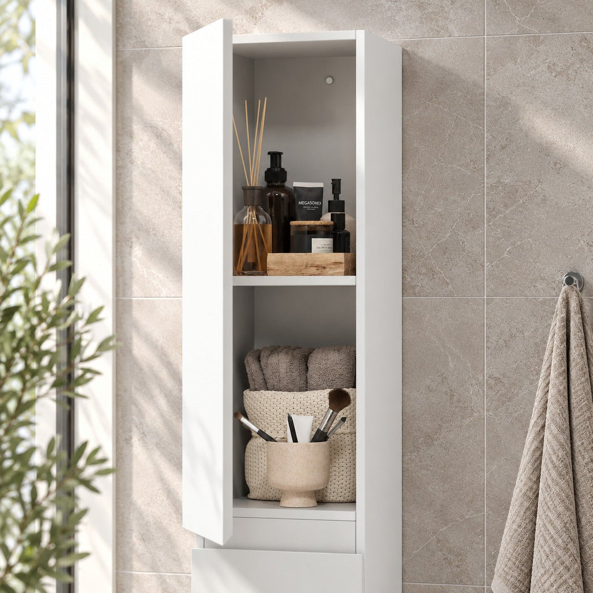 Tall cabinet - 30x31x174 cm - 2 doors - matt white - Kenwood - MASTERSTORE - 8595677177923 - Tall Cabinets - 04-030-63-01-01 - 8595677177923
