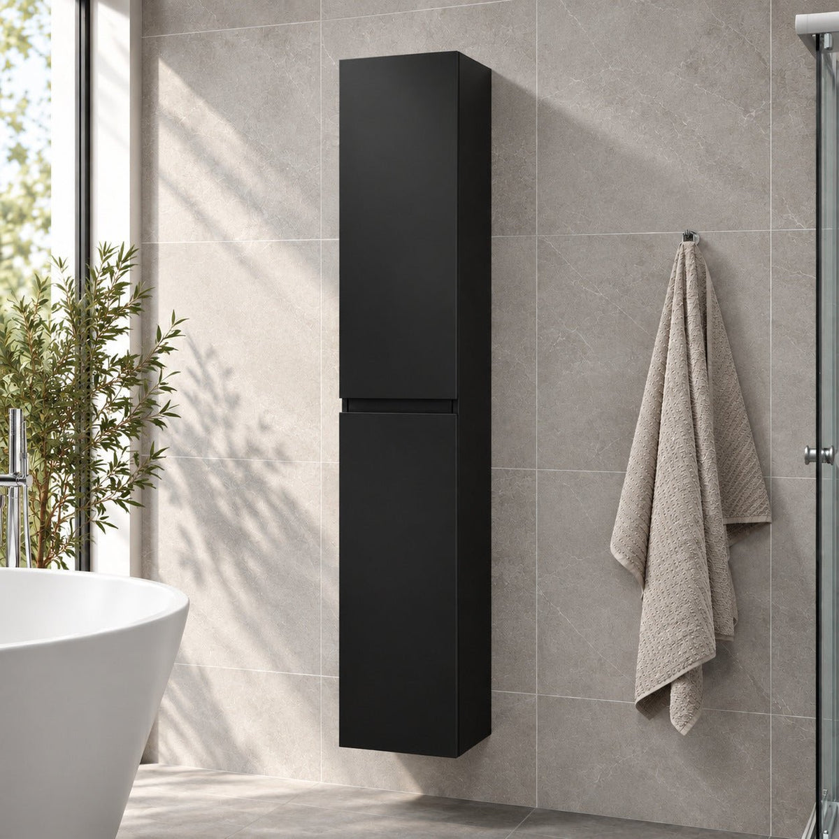 Högskåp - 30x31x174 cm - 2 Skåpsdörr - matt svart - Kenwood - Högskåp - Bath Deluxe - Kenwood - 04-030-63-02-01 - BATHDELUXE SWEDEN