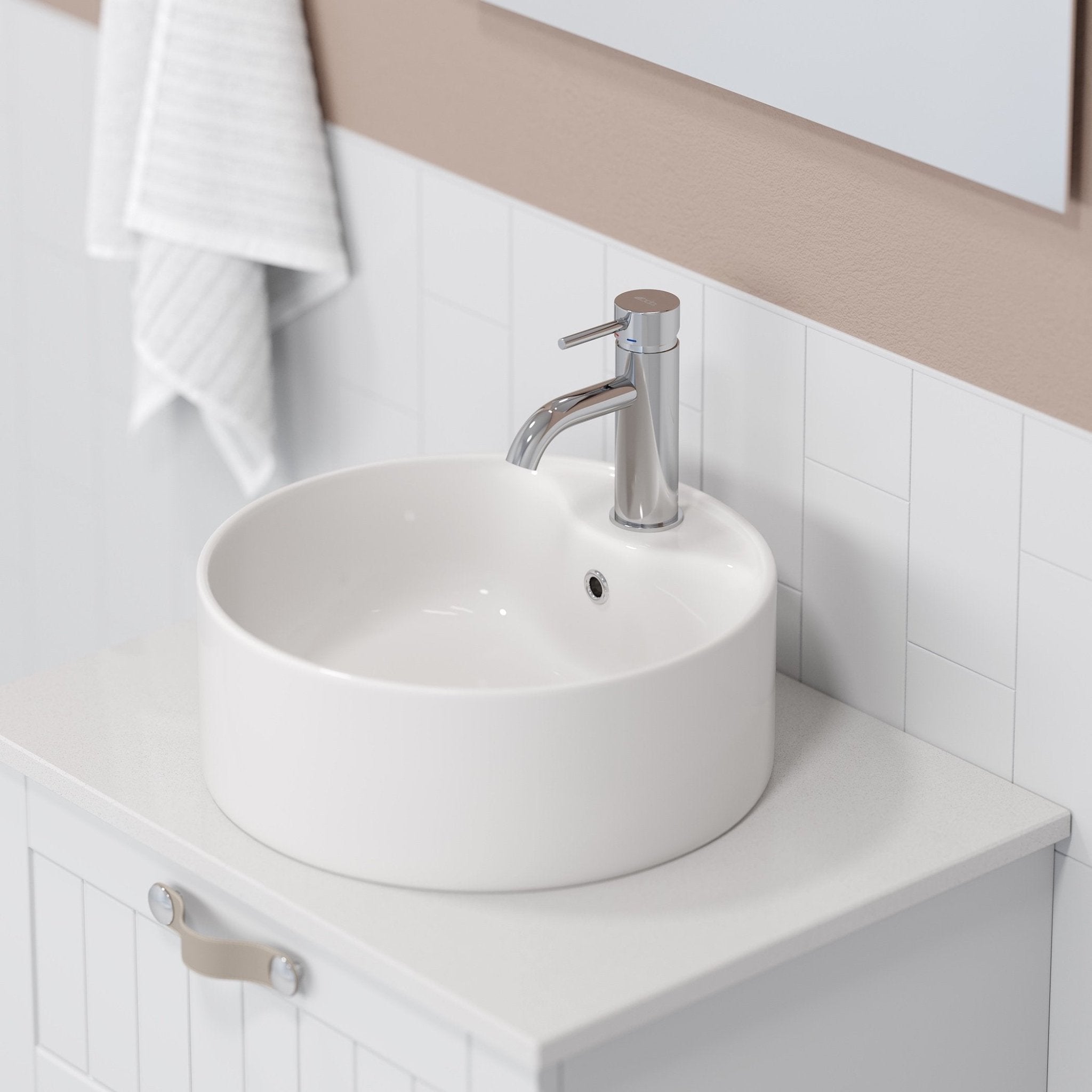 Vikedal, Tvättställ, Vit Blank - 38 cm - Handfat - BATH DELUXE - EXCLUSIVE - 06-038-09-11-00 - BATHDELUXE SWEDEN