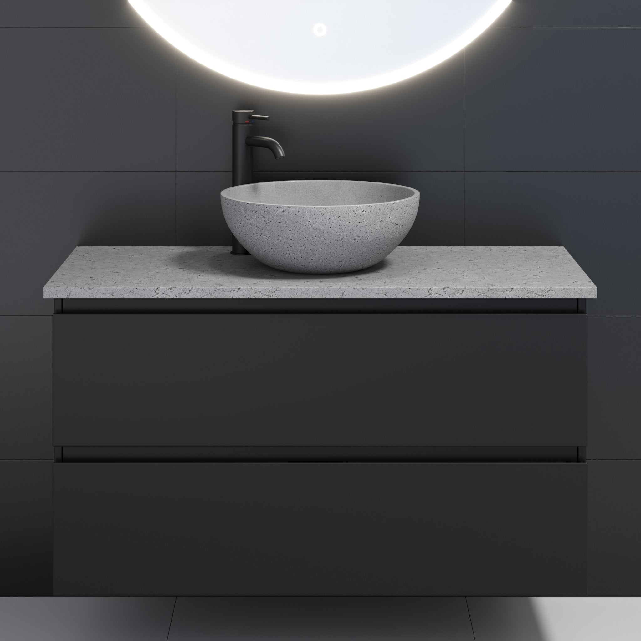 Bergen, Handfat, Grå Betong - 39 cm - Handfat - BATH DELUXE - EXCLUSIVE - 06-039-19-23-00 - BATHDELUXE SWEDEN