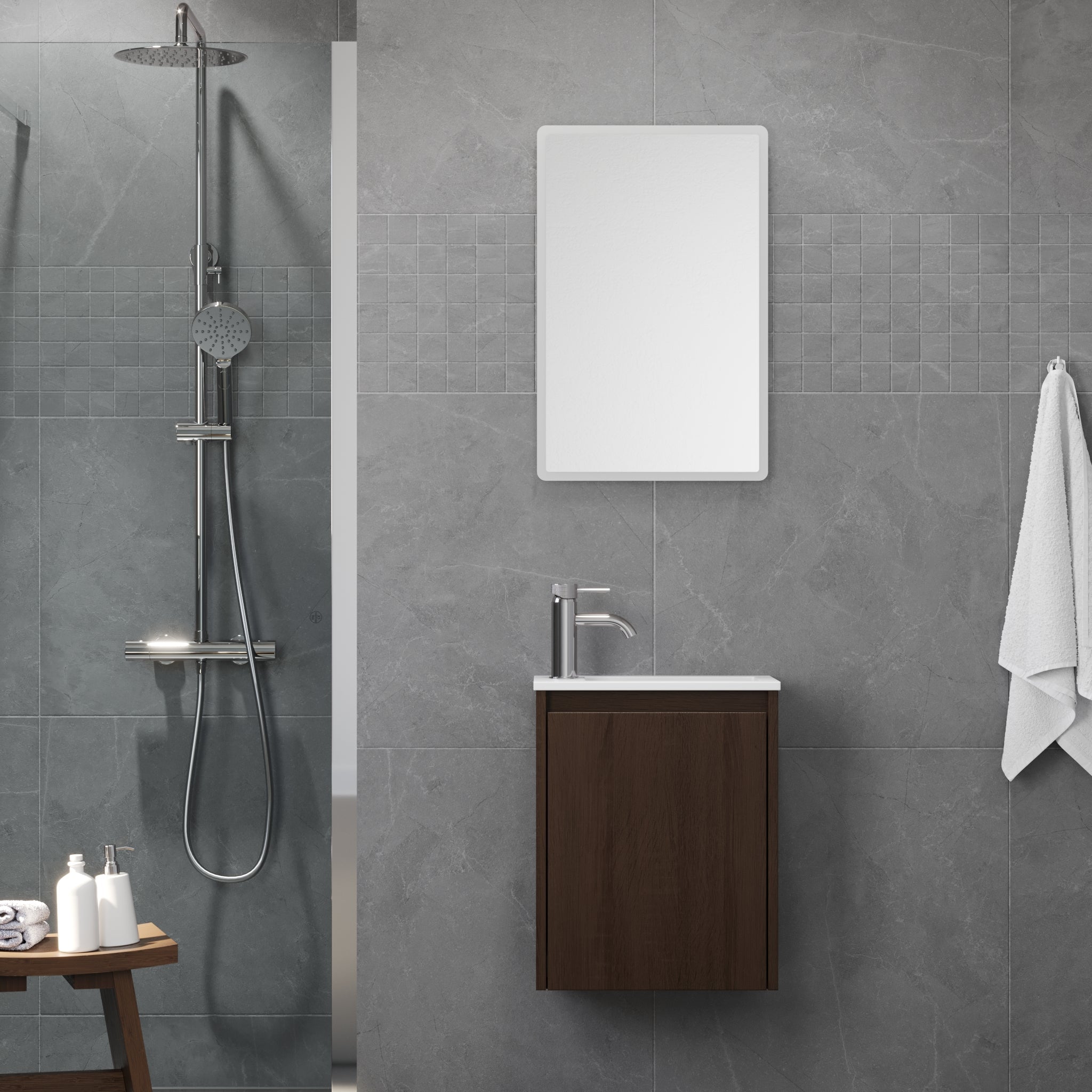 Como, Möbelset - En låda, Valnöt - 40 cm - Möbelset - En låda - BATH DELUXE - BASIC - 09-040-11-84-02 - BATHDELUXE SWEDEN