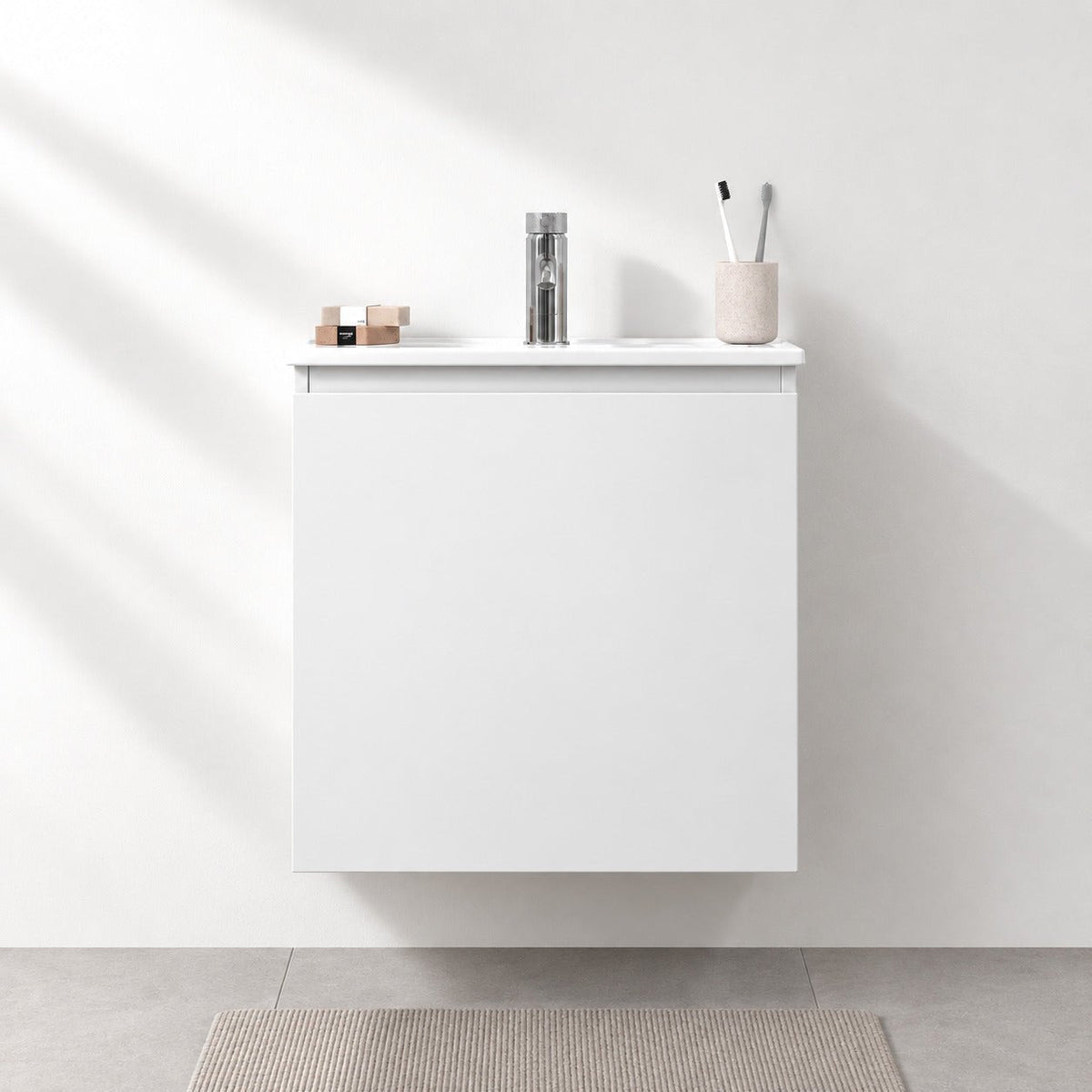 Bathroom furniture package with cabinet and ceramic washbasin - 51x41x55 cm - matt white - Kenwood - MASTERSTORE - 8595677177190 - Vanity Units - 09-050-63-01-01 - 8595677177190
