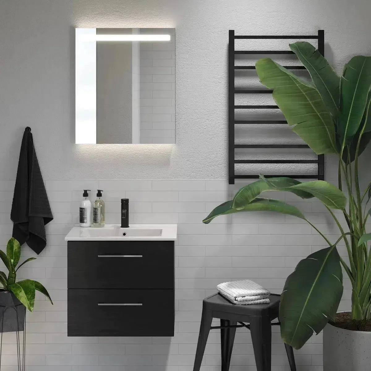 Nordfeld Badrumsmöbel m/LED - spegel, Svart Trä - Tvättställsskåp - BATH DELUXE - EXCLUSIVE - 09 - 056 - 07 - 22 - 00 - BATHDELUXE SWEDEN
