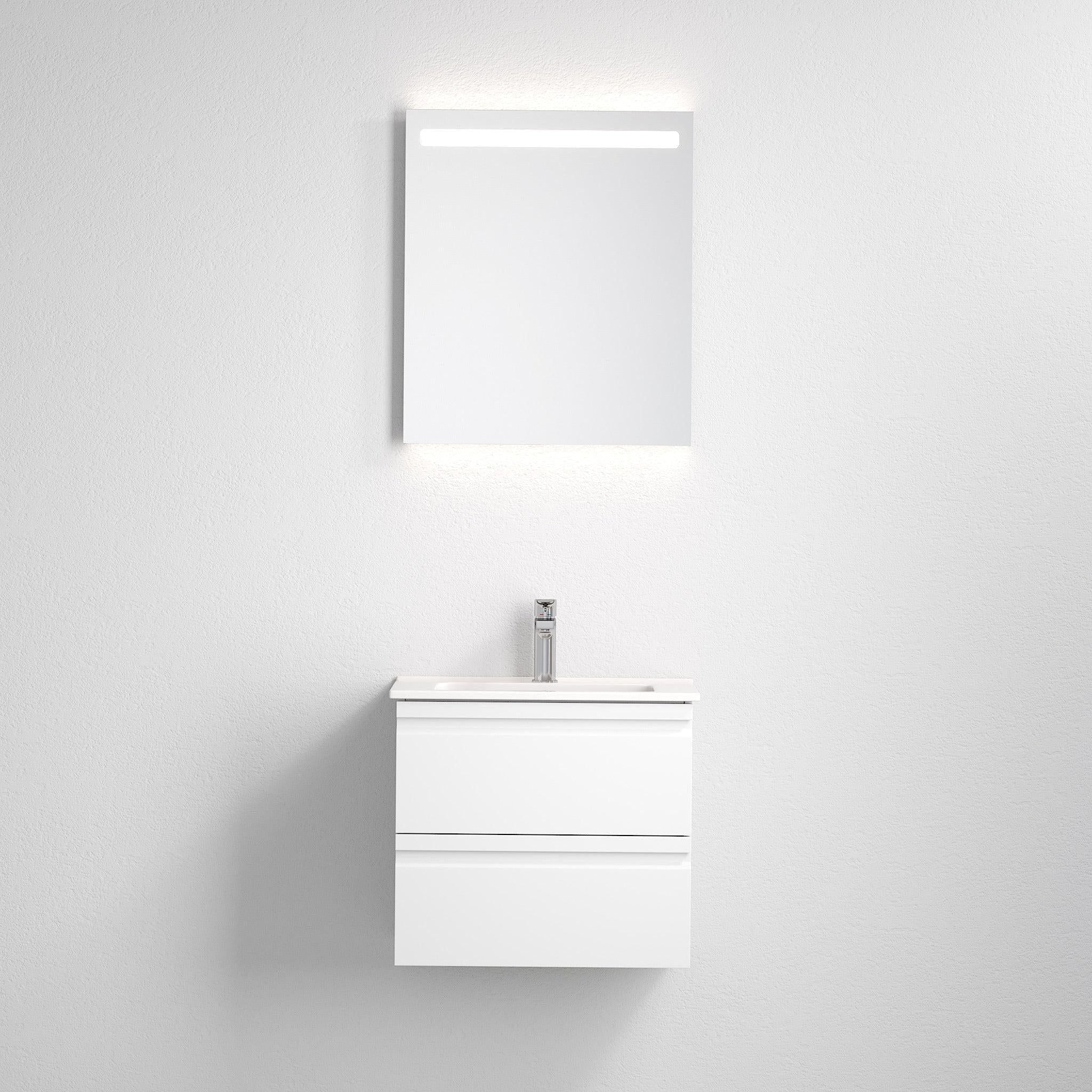 Badrumsmöbelpaket med underskåp, LED - spegel och tvättställ i porslin - 56 cm - mattsvart - Vedø - Tvättställsskåp - BATH DELUXE - EXCLUSIVE - 09-056-20-03-00 - BATHDELUXE SWEDEN