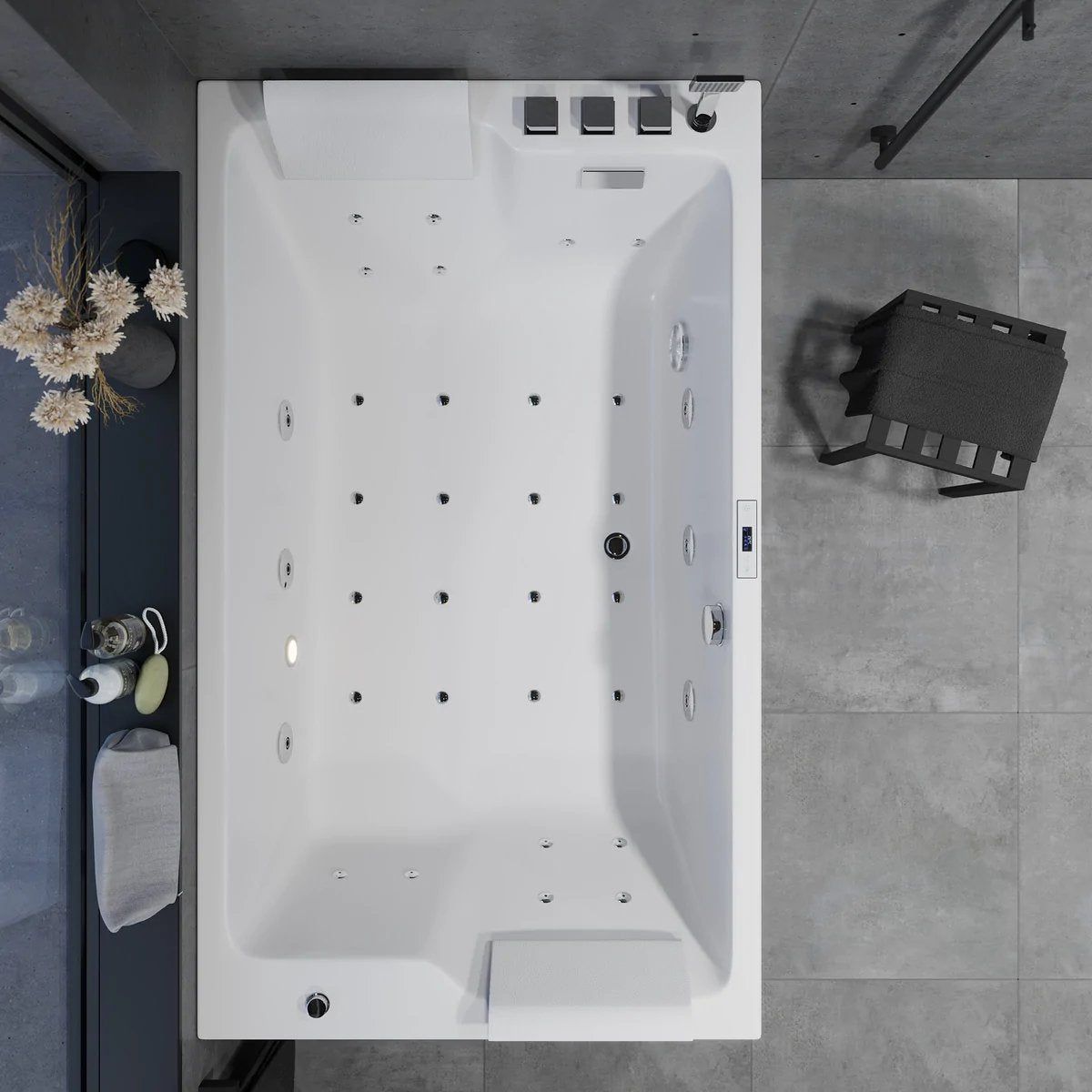 Rektangulärt bubbelbadkar - luft - och vattenmassage - 170x100x65 cm - "ansikte mot ansikte" - med värme - vit - Skibstrup - Bubbelbadkar - BATH DELUXE - EXCLUSIVE - 12-170-19-11-00 - BATHDELUXE SWEDEN