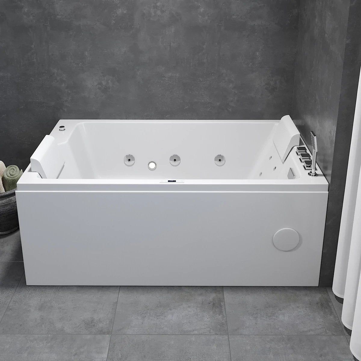 Rektangulärt bubbelbadkar - luft - och vattenmassage - 170x100x65 cm - "ansikte mot ansikte" - med värme - vit - Skibstrup - Bubbelbadkar - BATH DELUXE - EXCLUSIVE - 12-170-19-11-00 - BATHDELUXE SWEDEN